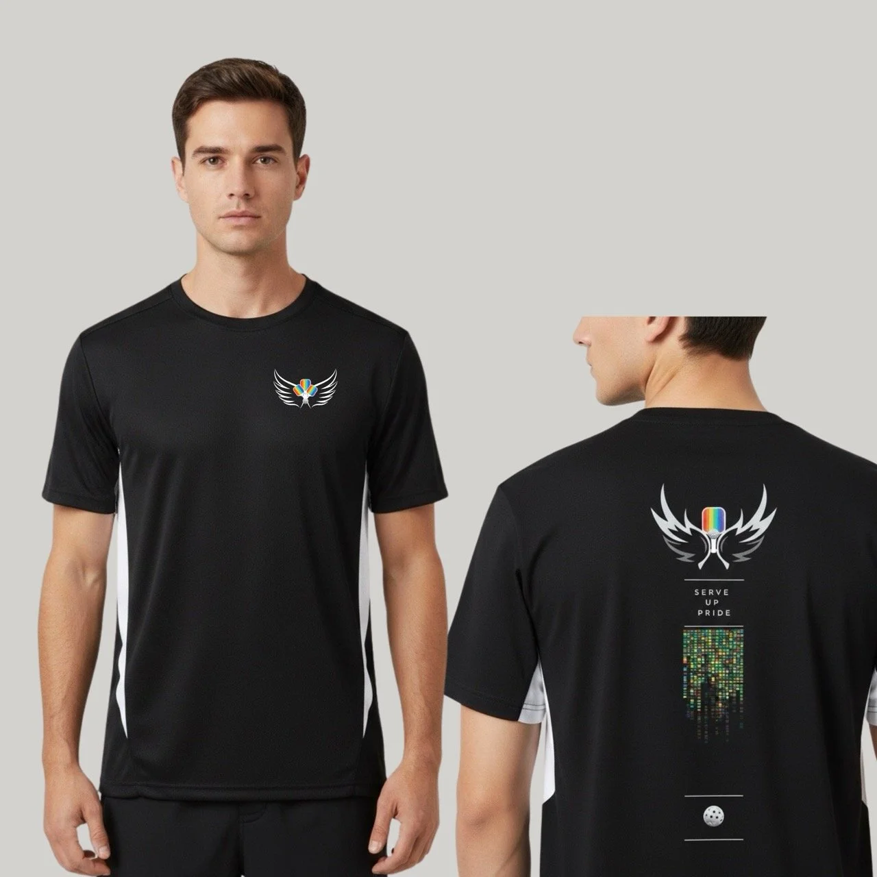 Men’s Serve Up Pride Performance Tee | Winged Matrix Edition (Contrasting Obliques)