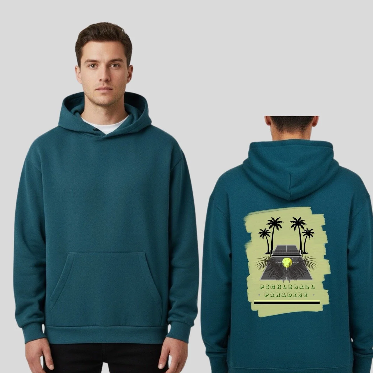 Men’s Pickleball Paradise ReFlex Fleece Hoodie | Tropical Sage Court Edition