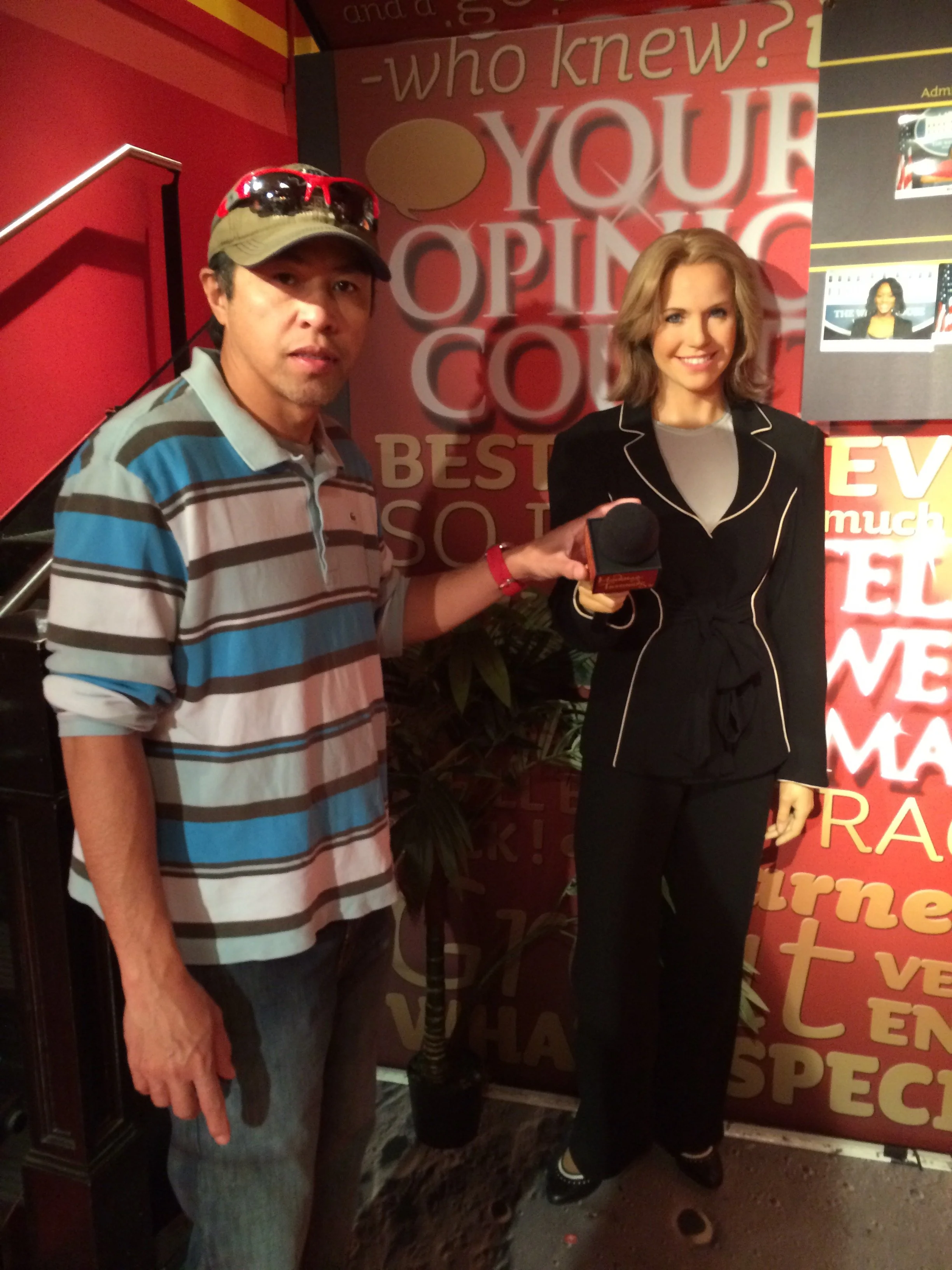 Playful poses at the wax museum