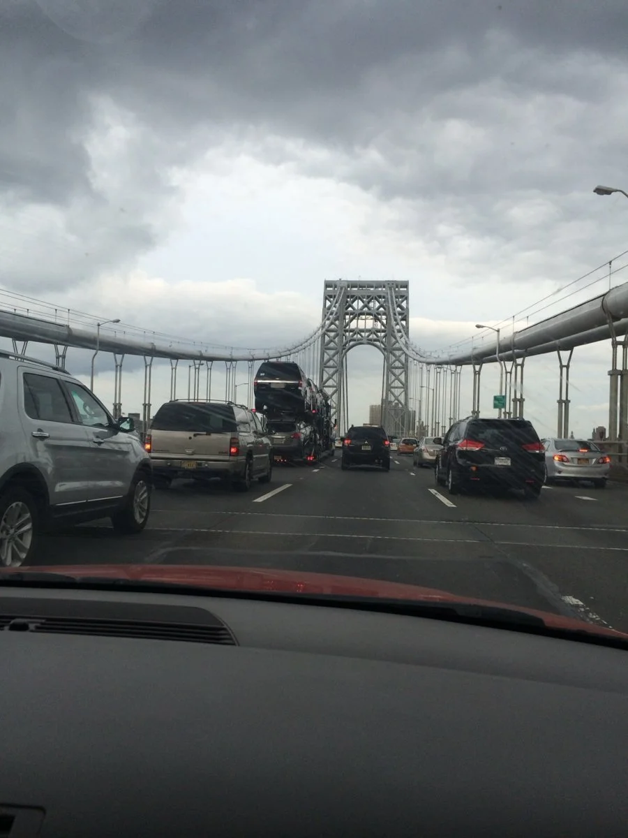 Approaching the George Washington Bridge on a family drive.