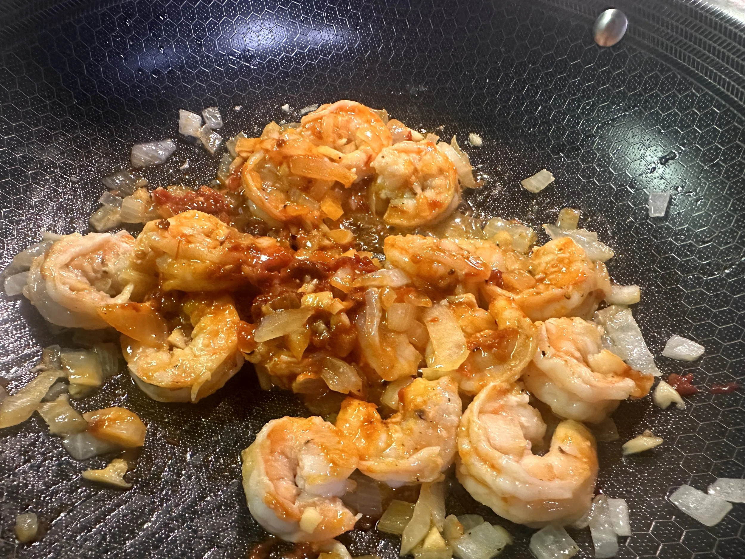 Shrimp coated in spicy savory belachan sauce