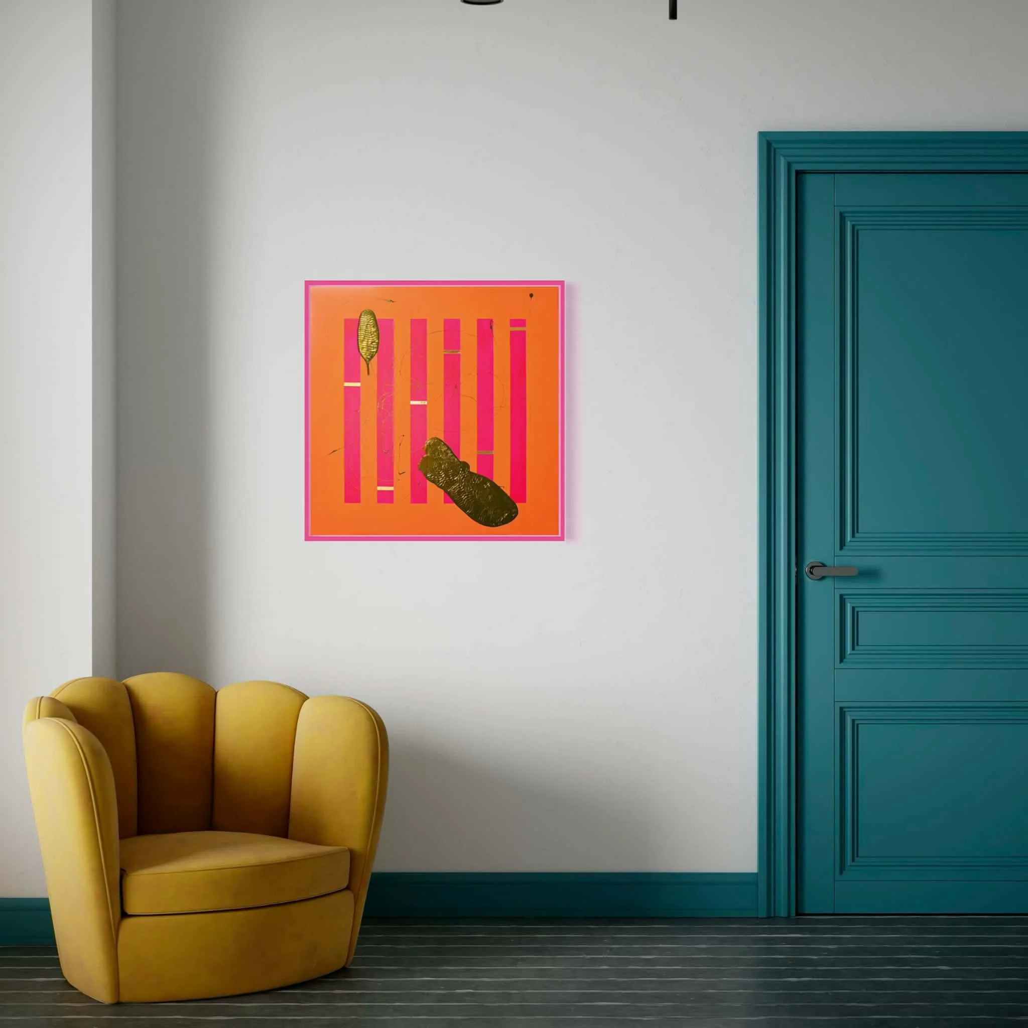 Between the Lines (2026) | acrylic paint and gold sheet on canvas