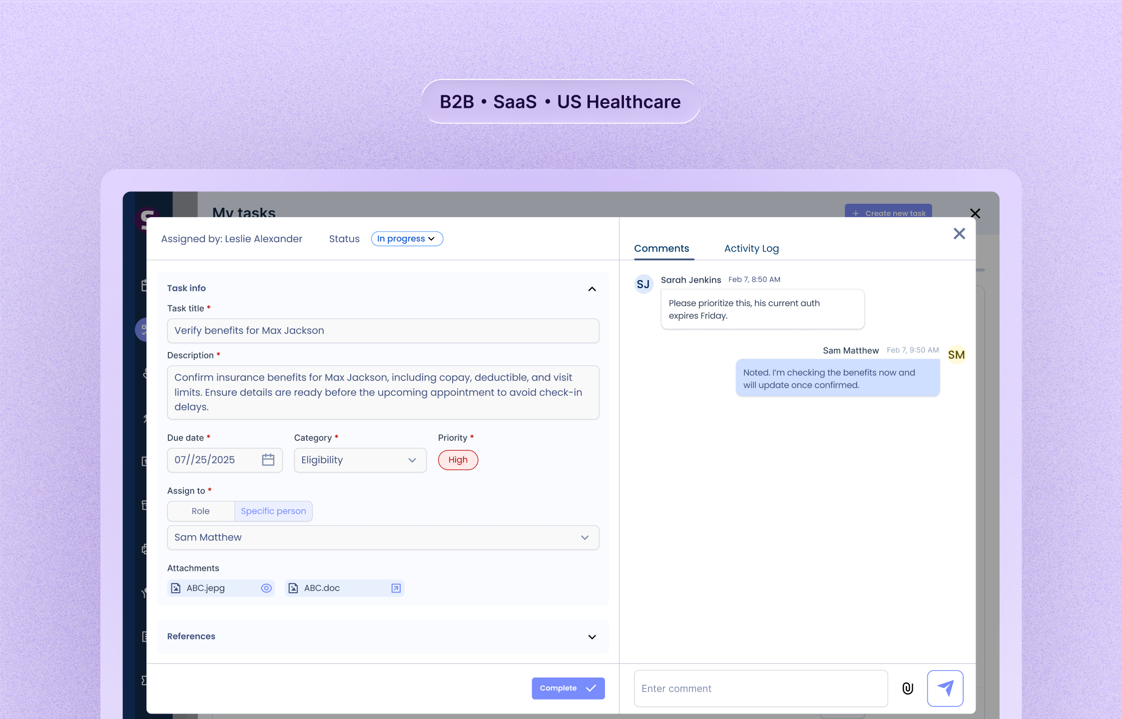 Designed custom task management to help 200+ PT clinics stop losing track of critical work