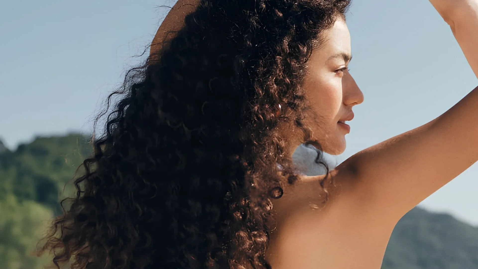 Woman with curly hair