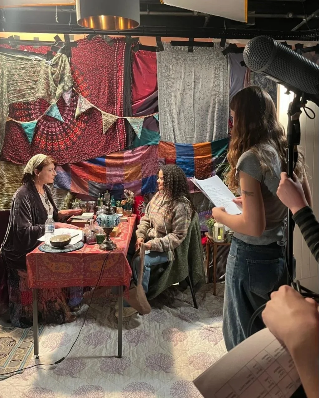 Behind the scenes: Crew shooting the palm reading scene of the short film, "A Life In Colour," written and directed by Asha Loon.