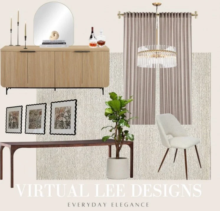 A dining room designed to feel effortlessly elegant &mdash; warm, layered and timeless, with just the right mix of modern and traditional details. 🤎

From the sculptural lighting and soft linen textures to the warm wood tones and statement arched mi