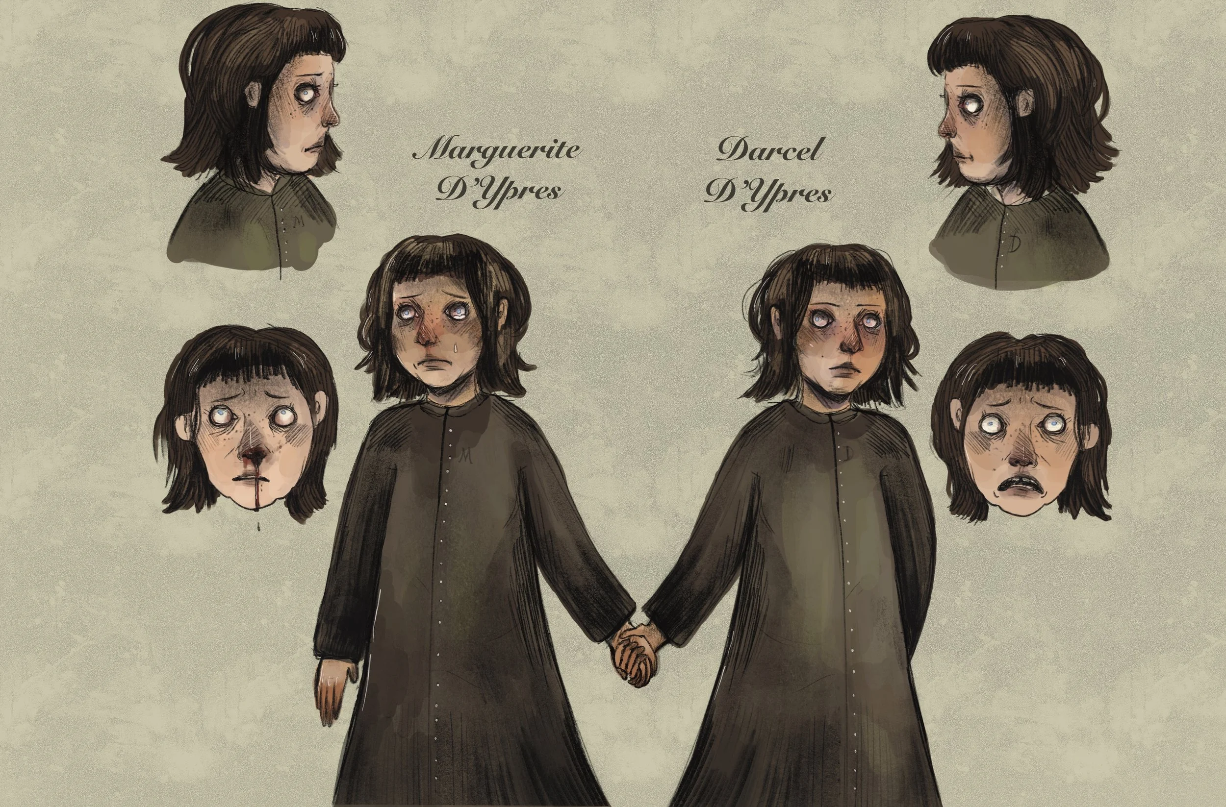 The twins- Character design commission for a horror graphic novel