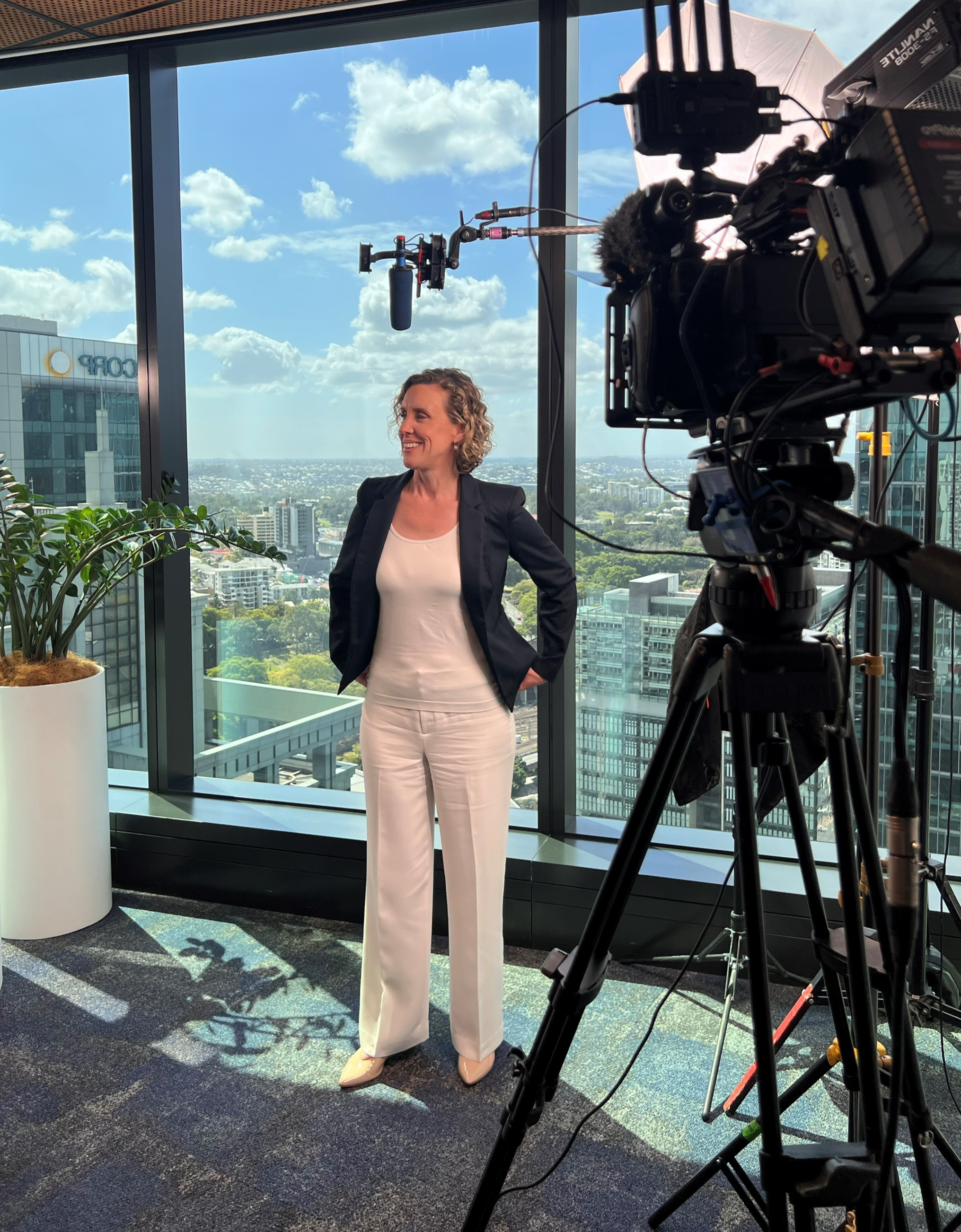Jo Grubb recording leadership content on Human-Centric AI and AI transformation.