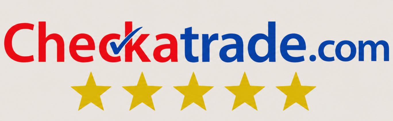 Checkatrade logo with five gold stars underneath.
