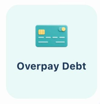 Illustration of a credit card with the text 'Overpay Debt' underneath.