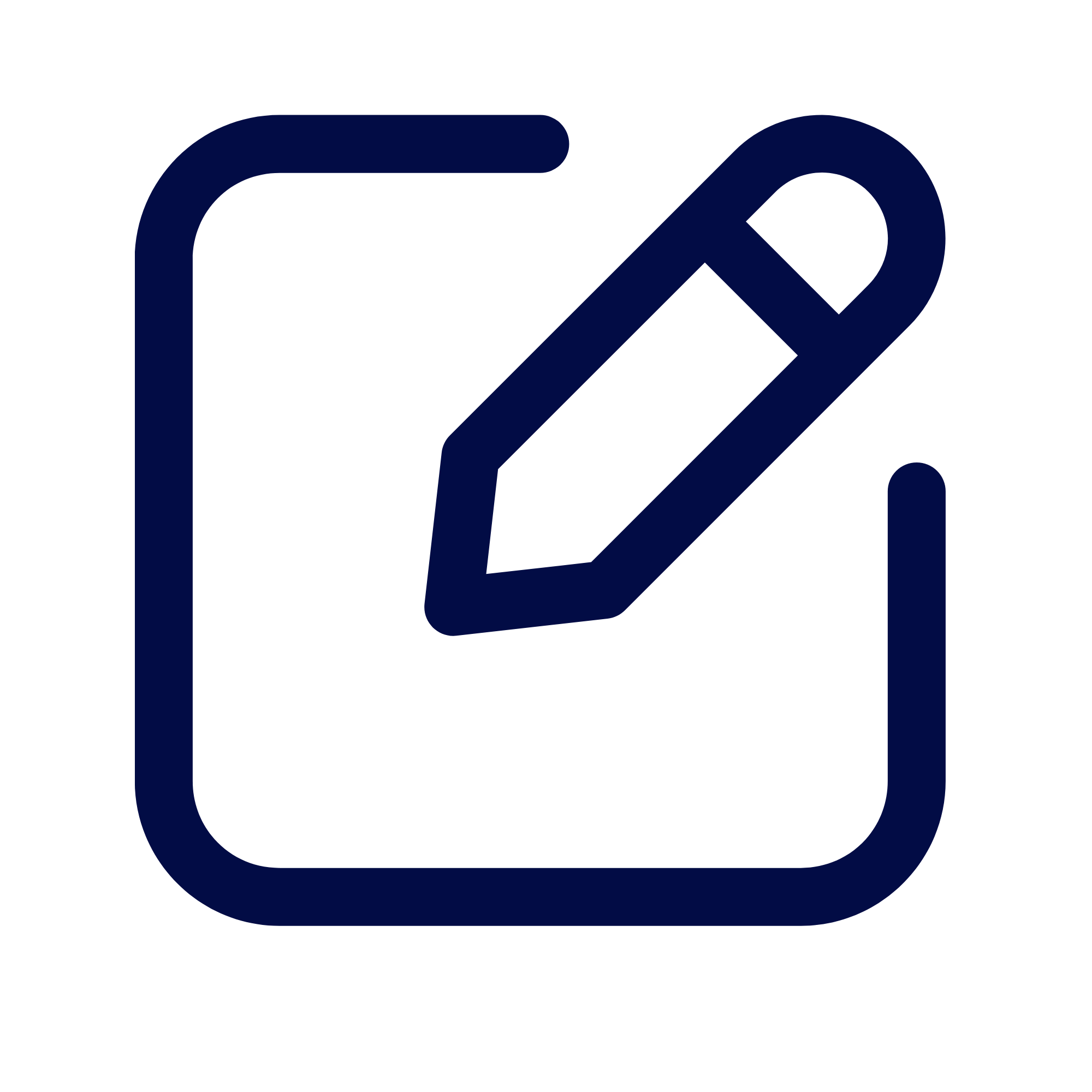 Black background with a blue abstract logo composed of curved lines forming an incomplete square and a stylized pen or arrow shape.