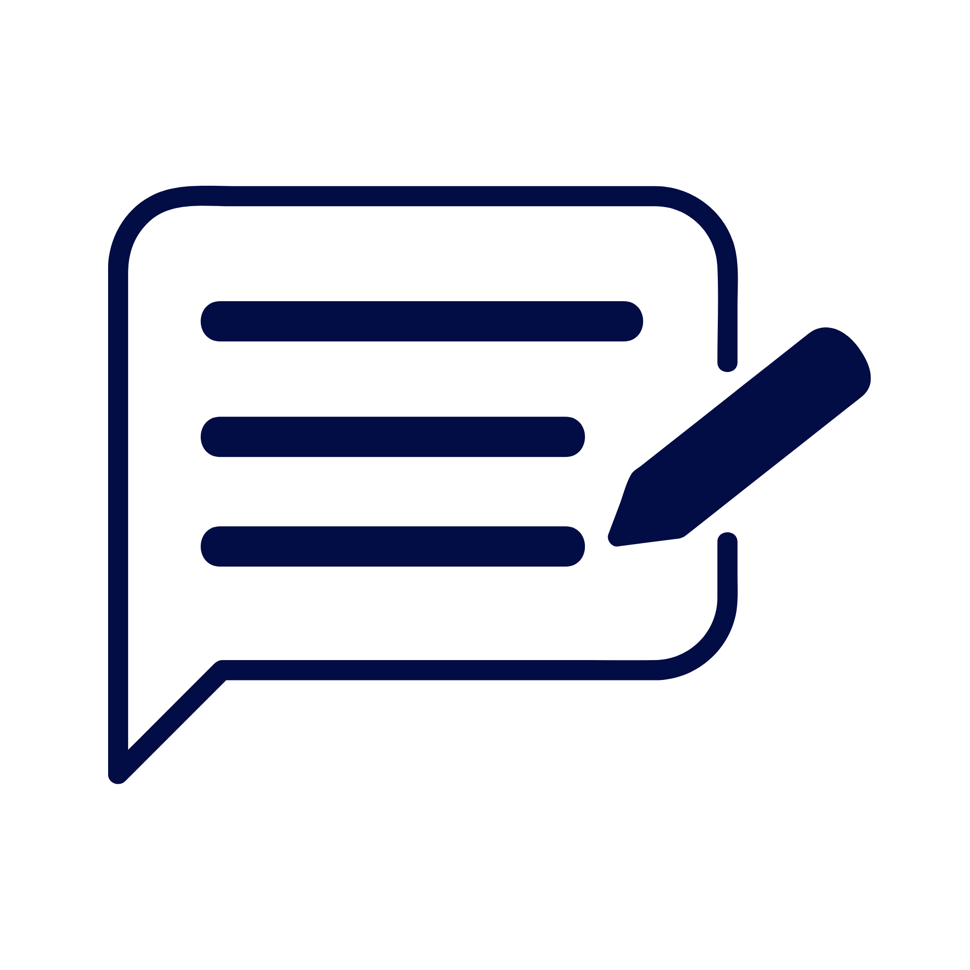 Outline of a person holding a smartphone, with a speech bubble emanating from the phone containing three horizontal bars indicating a text message or chat.