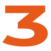 Number three in orange on a black background.