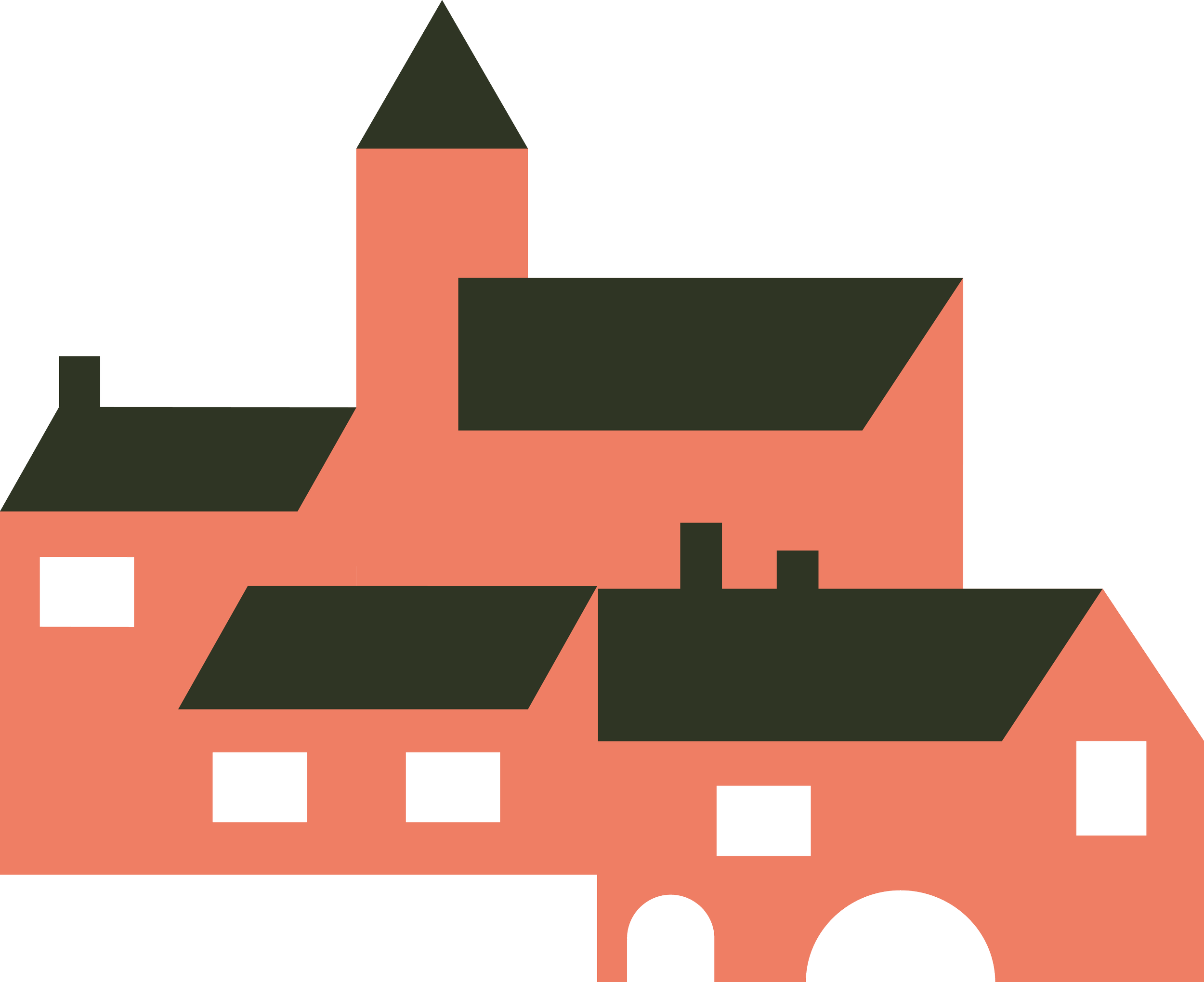 Illustrazione minimal di un gruppo di edifici