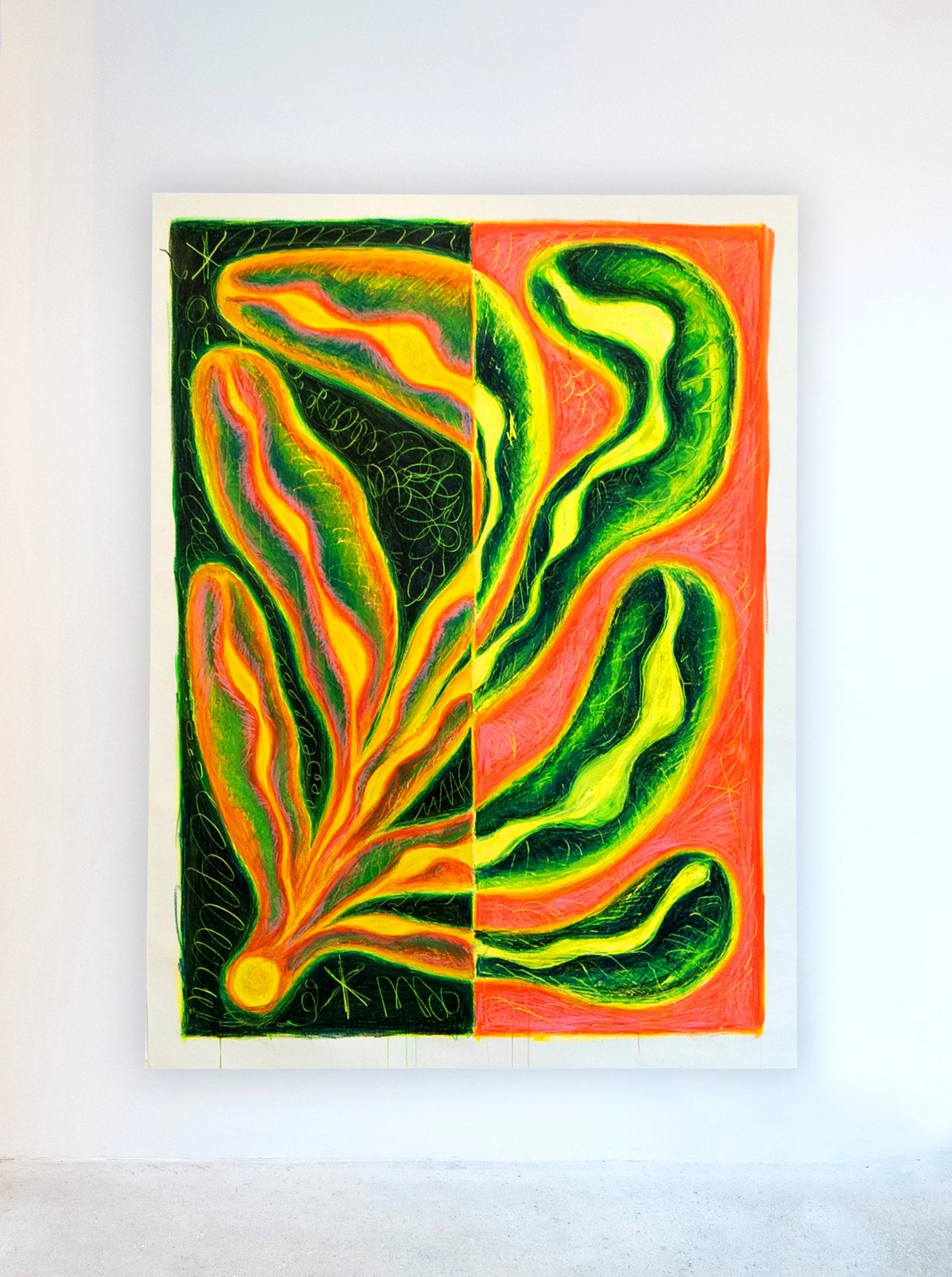 A toi - From the series A Flower for Each Stroke - Battements/ Oil and pastel on linen canvas
in. 68 9/10 × 49 1/5  | cm. 175 × 125 cm