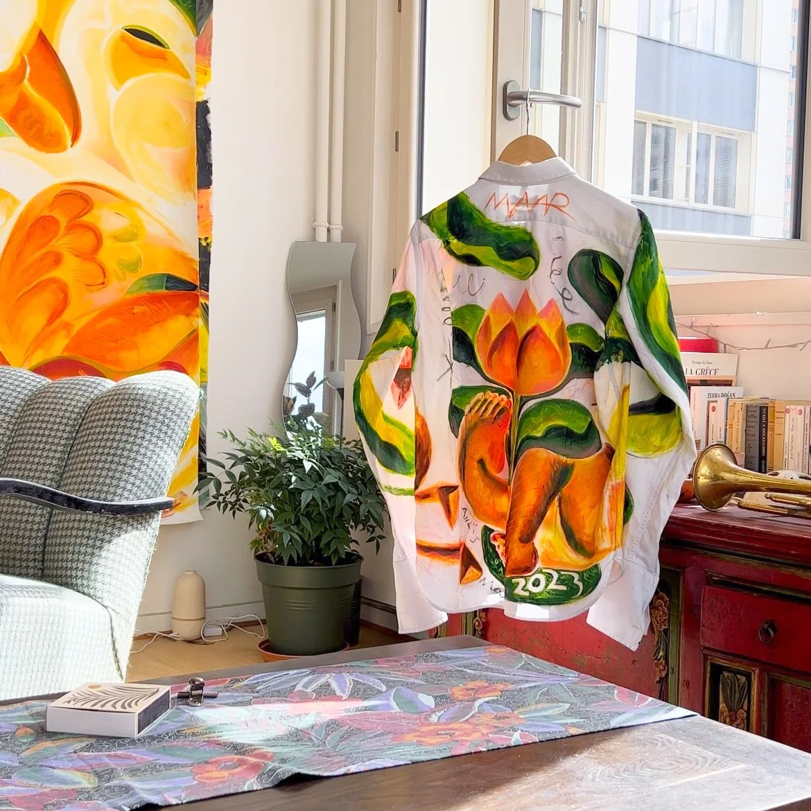 "Armures", hand painted clothes, available at La Villa Noailles shop