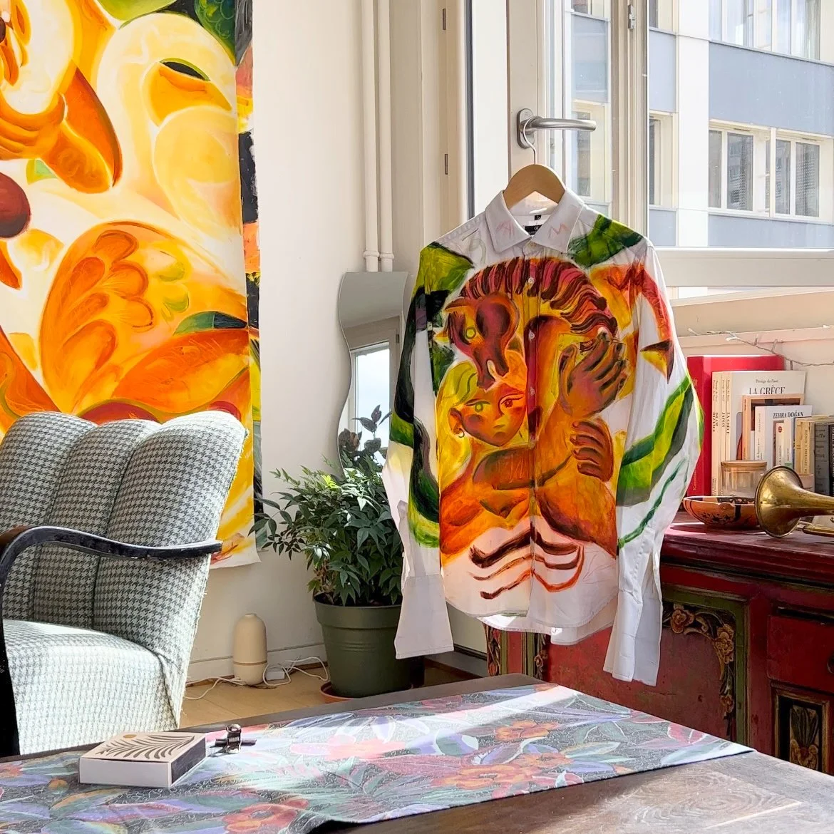 "Armures", hand painted clothes, available at La Villa Noailles shop