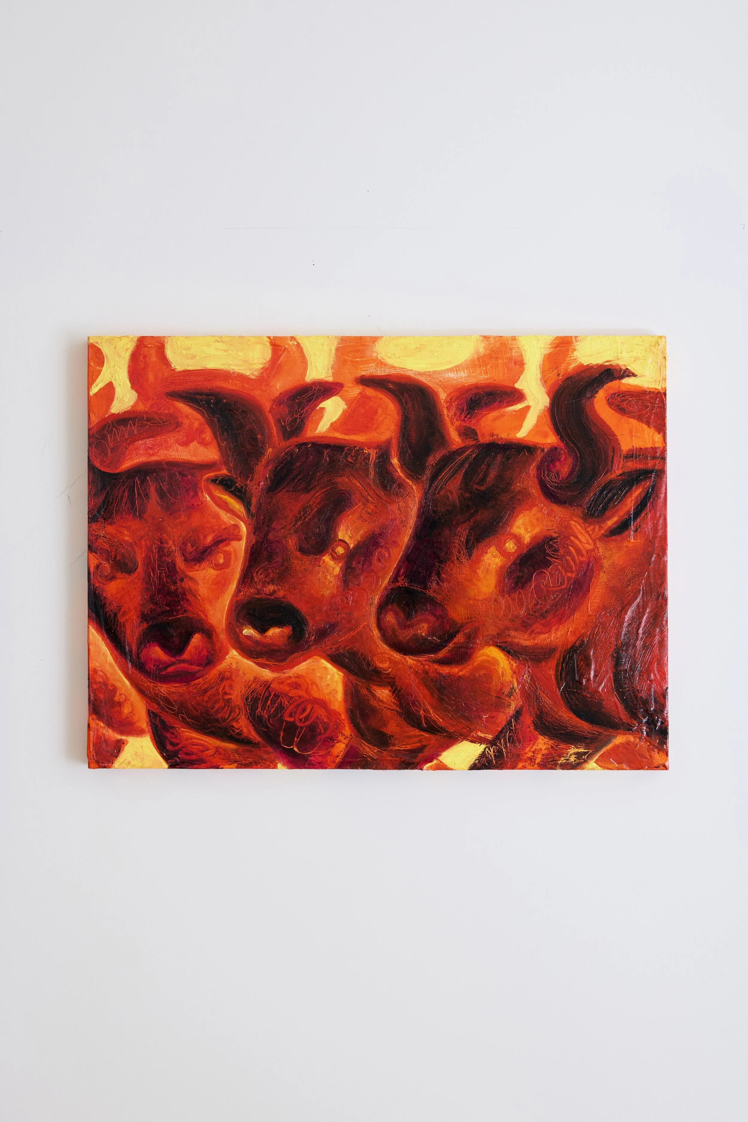 Fall has come and I'm still angry/ oil on wood/ 2024/ cm. 40 x 30 / sold during Fight F/Light at Nil Gallery with Ingrid Lundgren / photo ©Valentin Fougeray