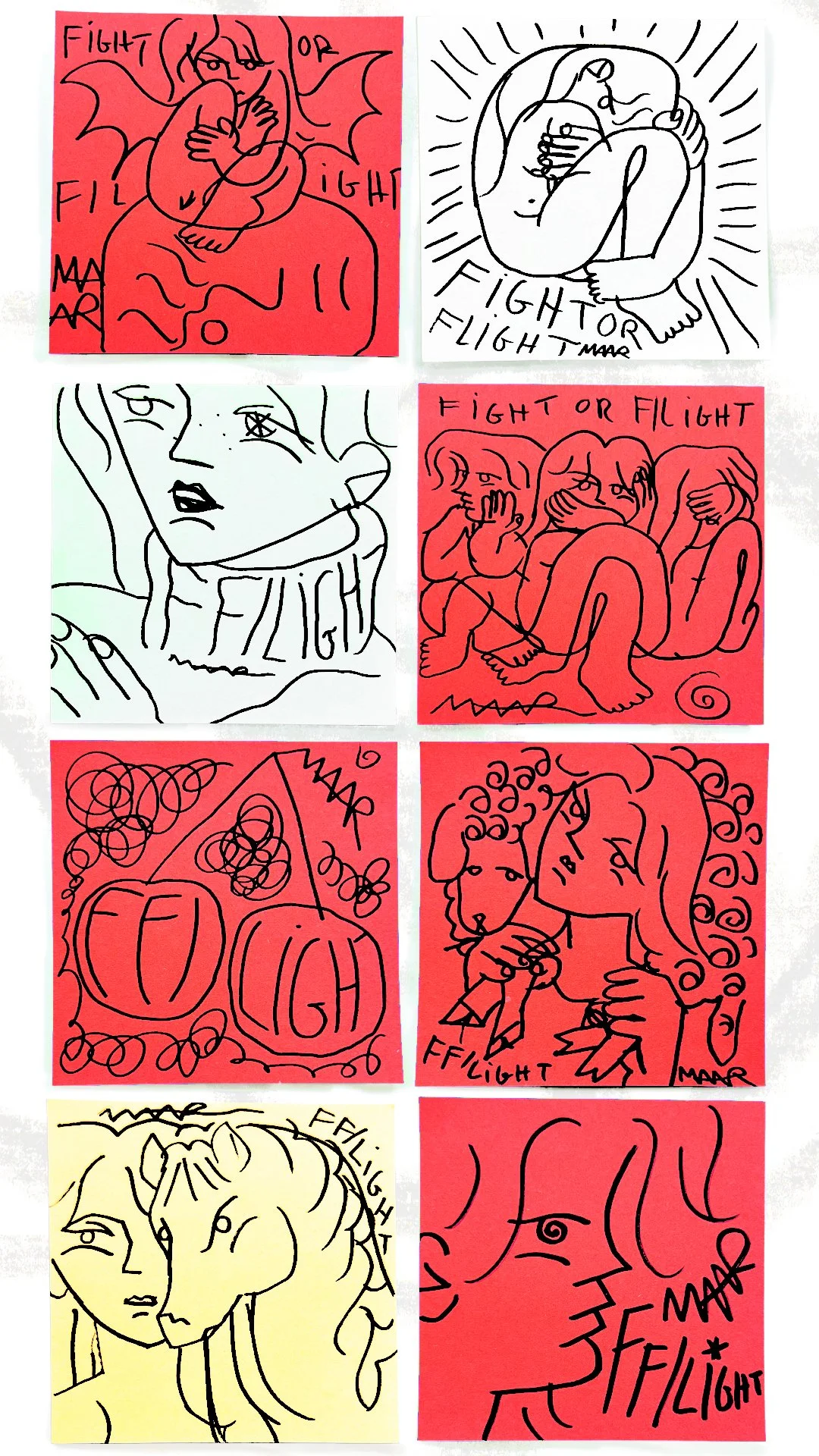Some little drawings available for visitors to take during the exhibition - I sketch a lot on post-it