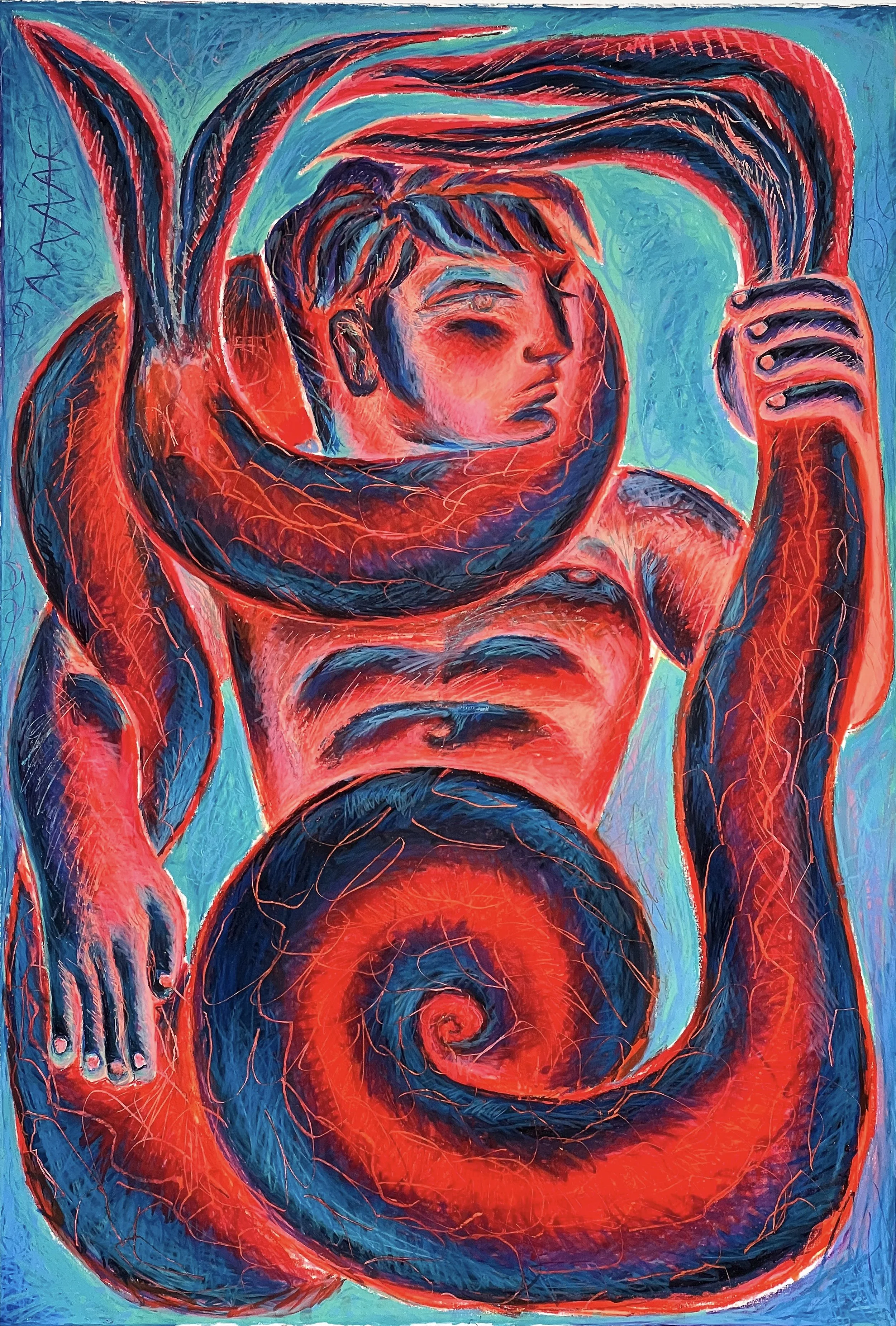 sirène mermaid painting painter door paint home painting wall painting decorative door curator architecture art peinture triton porte peinte décoration d'intérieur hyères villa noailles fondation carmignac peinture can art zonamaco anais maar