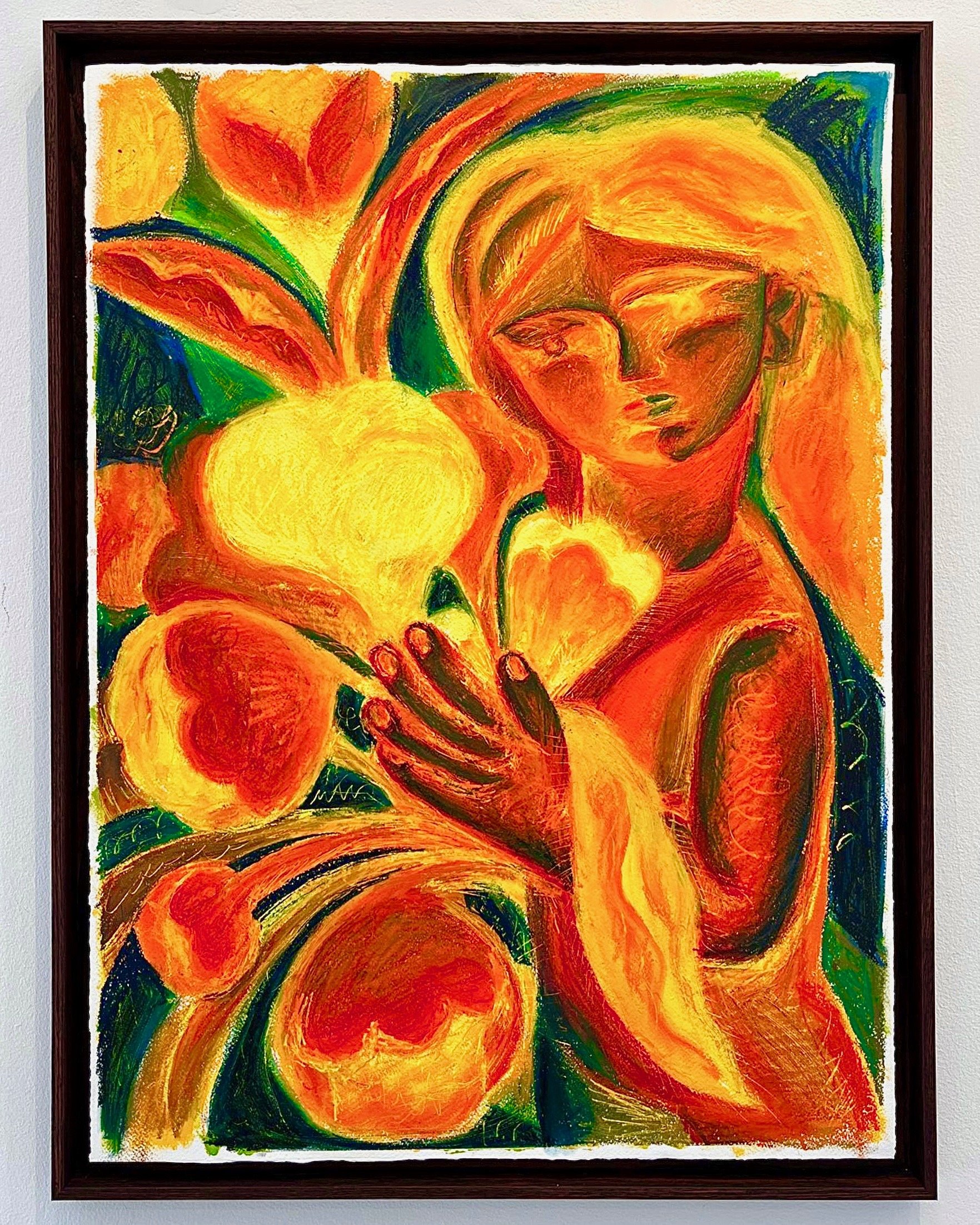 Gentle Reminder / Oil and pastels on paper
31 1/2 × 23 3/5 in | 80 × 60 cm with frame included, Showcased at Dallas art fair, San Fransisco art fair with Nil Gallery