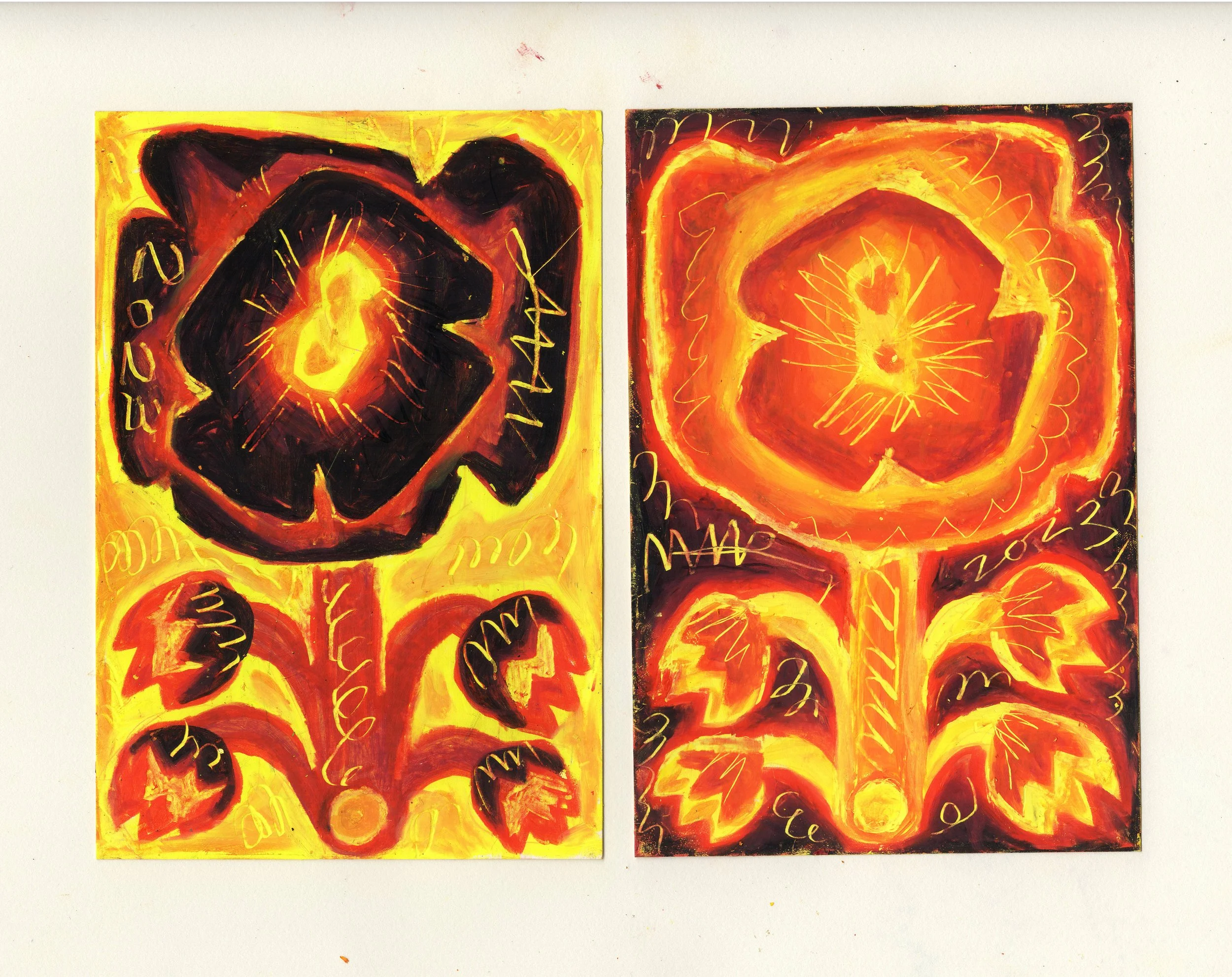 A flower for each stroke/battements serie - pastels on paper / 2023/ cm. 21 x 14,8 / in. 8,3 × 5,8 - showcased and at Galerie Tracanelli