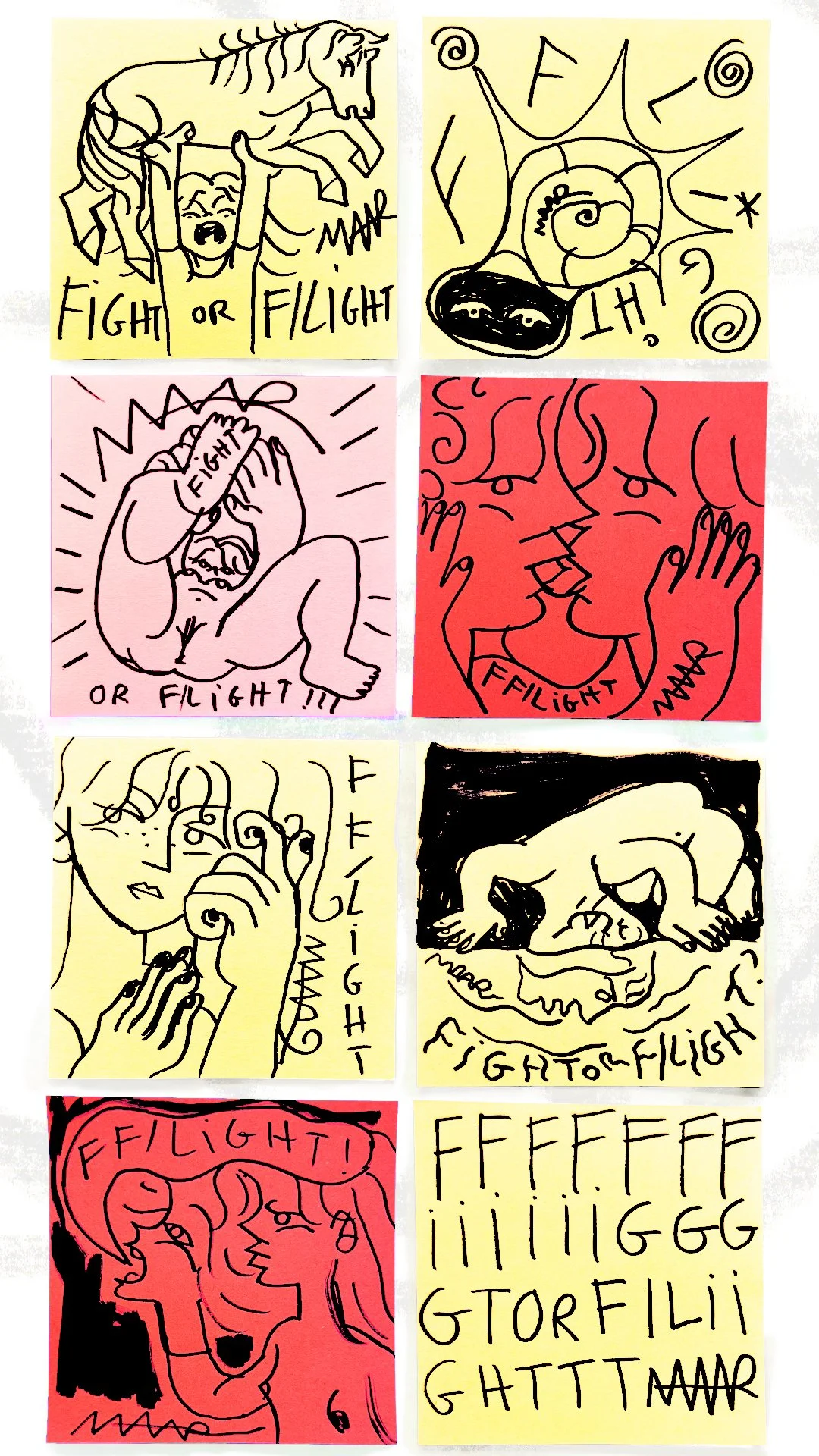 Some little drawings available for visitors to take during the exhibition - I sketch a lot on post-it