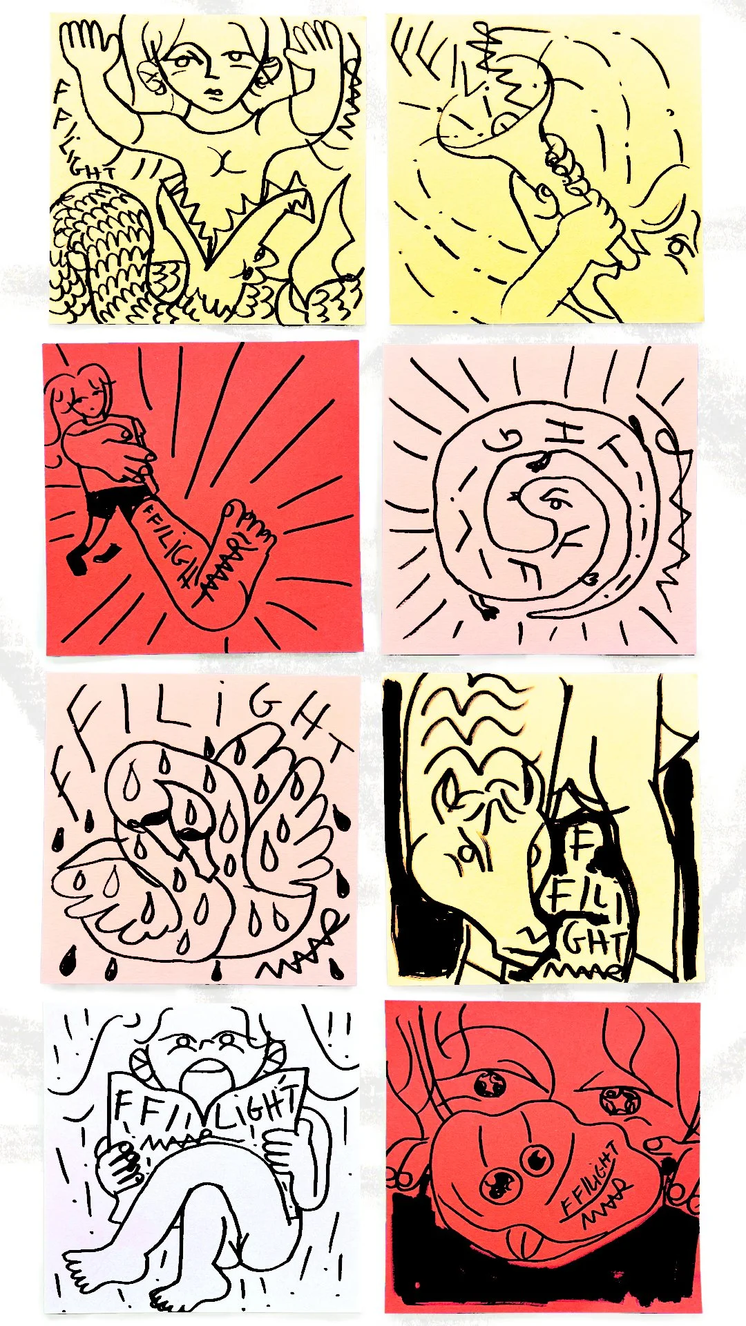Some little drawings available for visitors to take during the exhibition - I sketch a lot on post-it