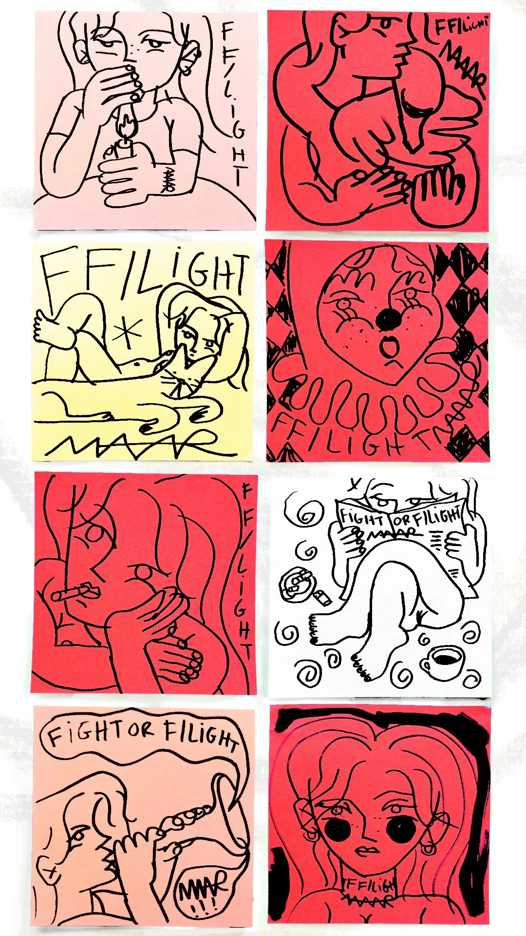 Some little drawings available for visitors to take during the exhibition - I sketch a lot on post-it