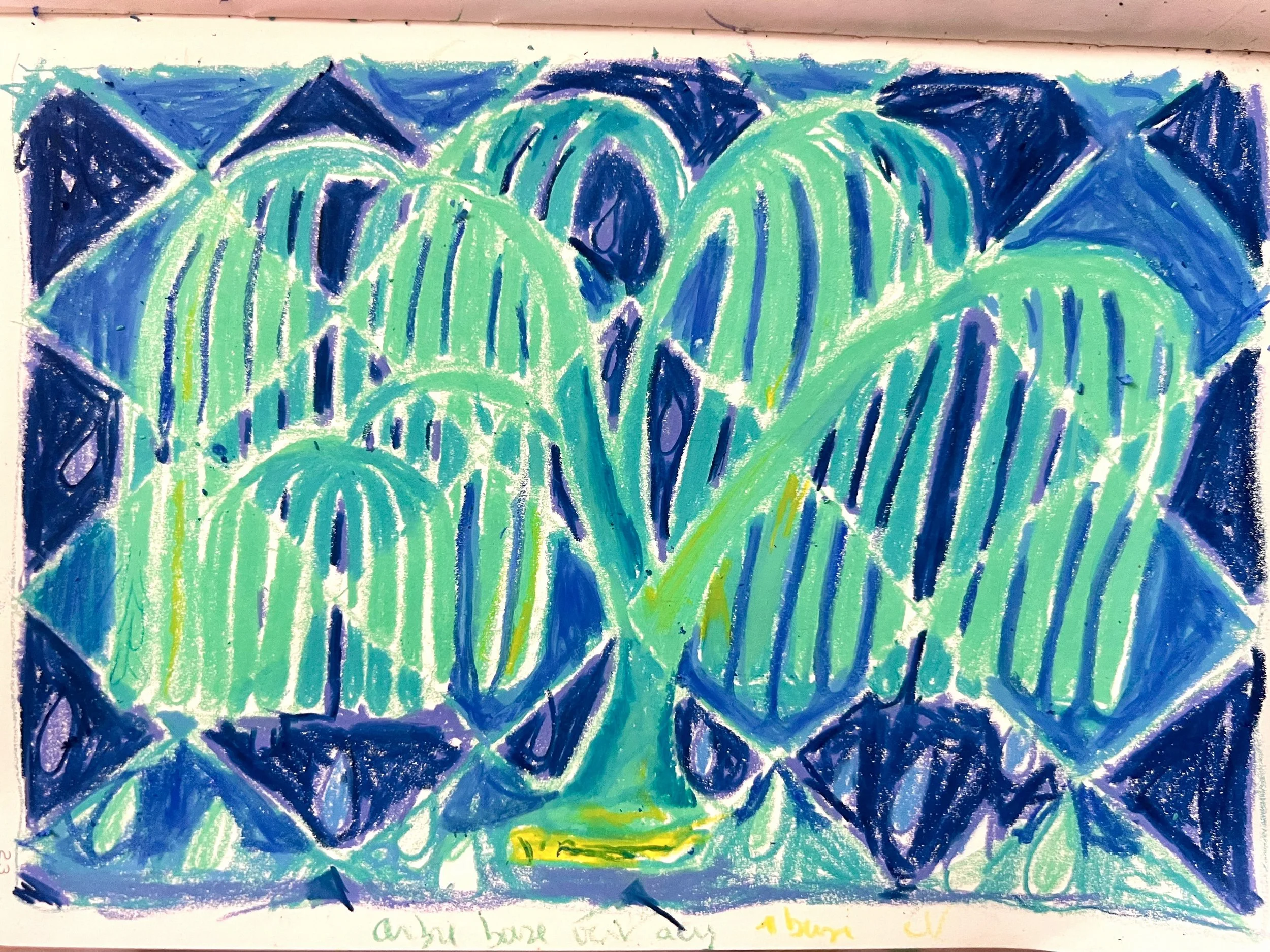willow tree painting drawing sketchbook pastel carandache caran d'ache anais maar