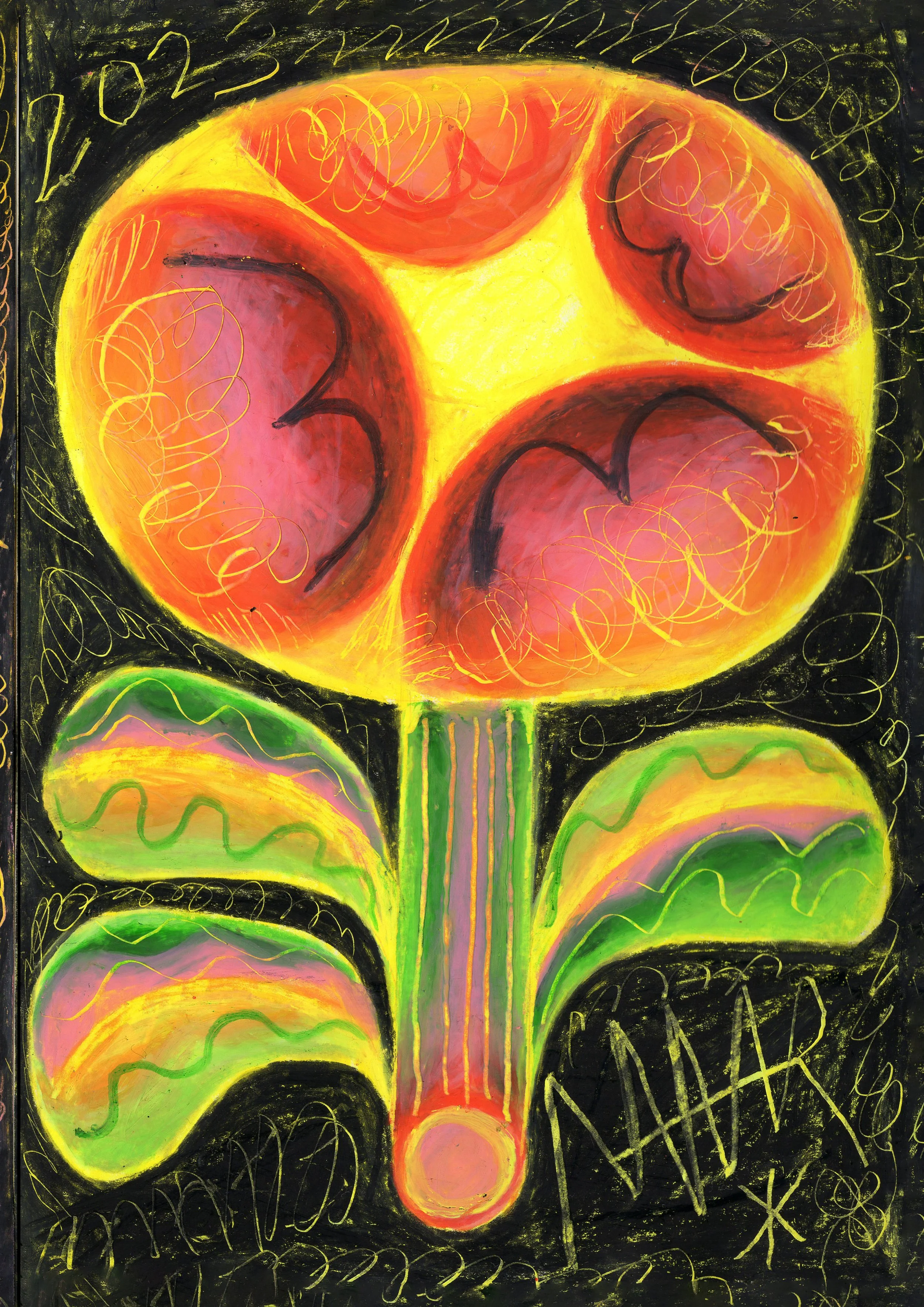 A flower for each stroke/battements serie - pastels on paper, cm. 21 x 14,8 / in. 8,3 × 5,8 - 2023/ showcased at Can Art Ibiza with Nil Gallery