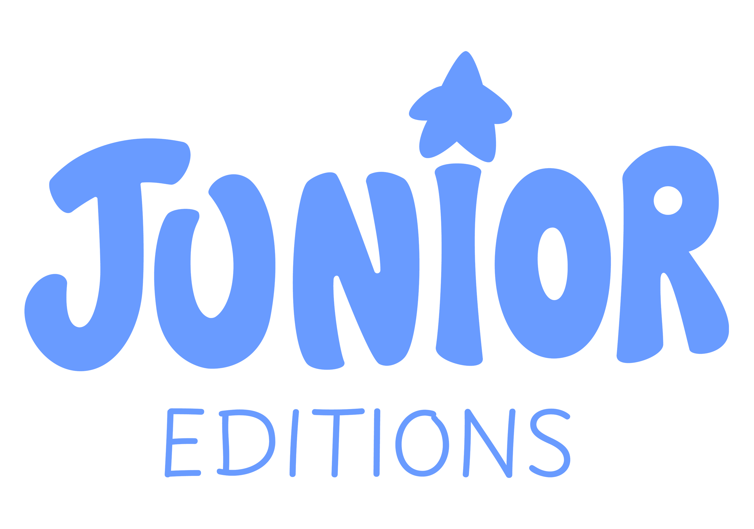 The platform logo for Junior Editions, light blue with a white background and a star as the dot over the 'I".