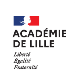 Logo de l'Académie de Lille avec un symbole tricolore et les mots 'Liberté, Égalité, Fraternité'.