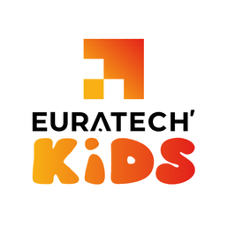 Logo d'Euratech Kids avec un symbole carré orange dégradé et le texte en français.