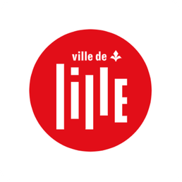 Logo de la ville de Lille dans un cercle rouge avec le texte blanc.