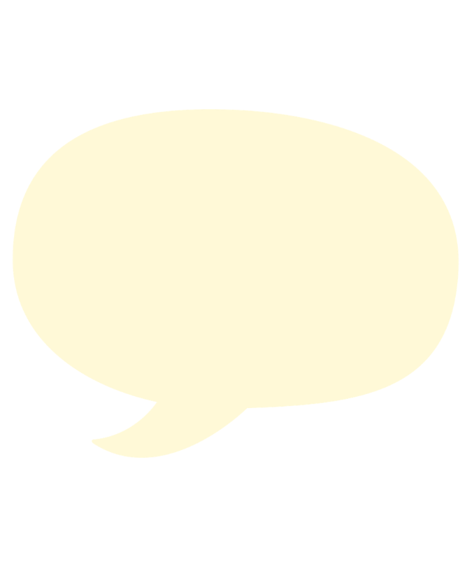 Une bulle de dialogue de style bande dessinée de couleur beige clair sur un fond noir.