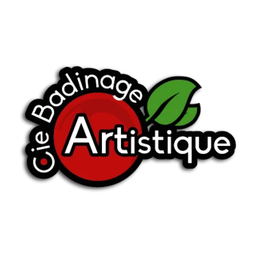 Logo avec une cerise rouge, une feuille verte et les mots 'Cie Badinage Artistique'