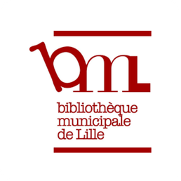 Logo de la bibliothèque municipale de Lille, avec les lettres bm et lm stylisées en rouge