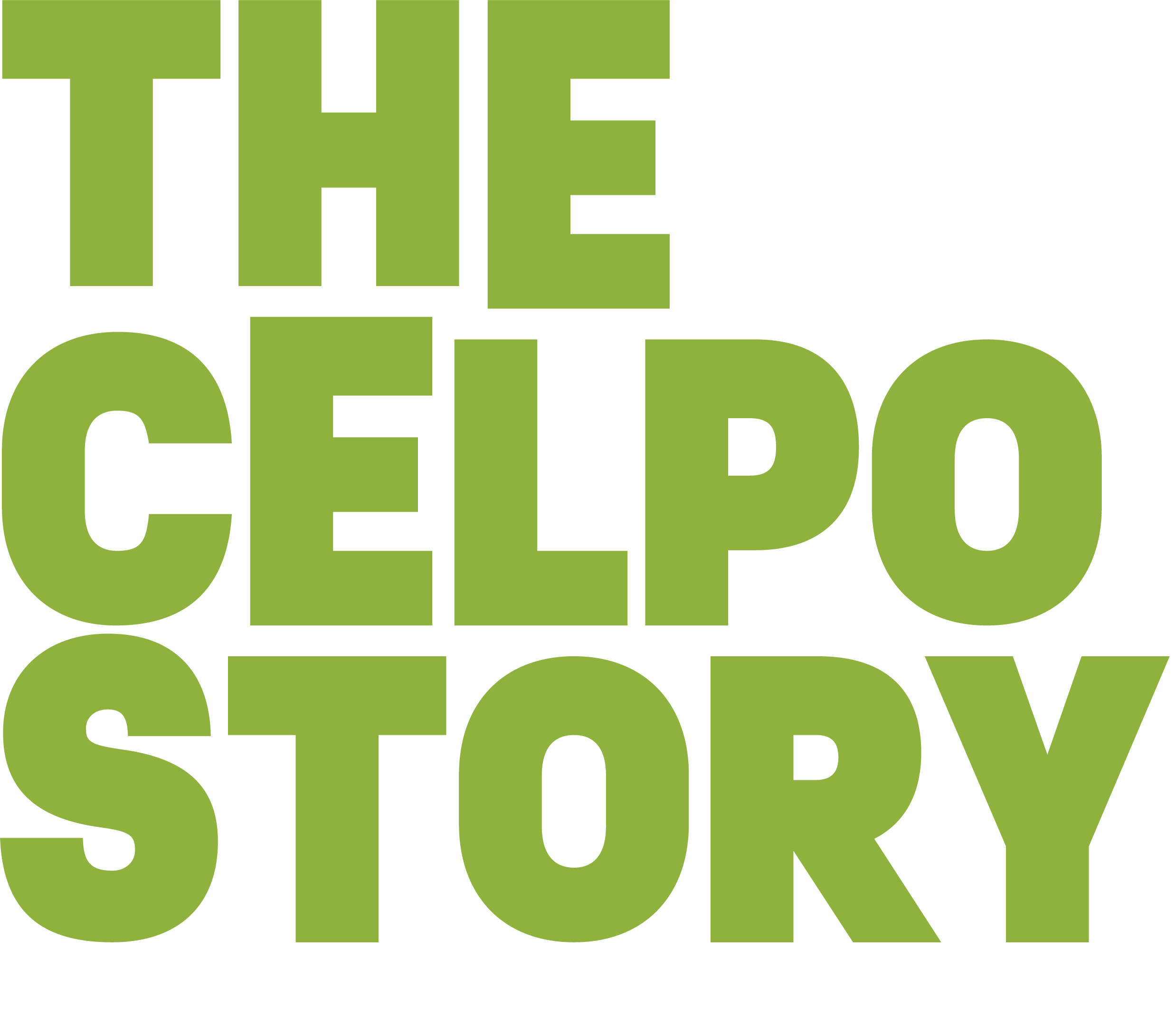 The words "THE CELPO STORY" are written in large, bold, green letters.
