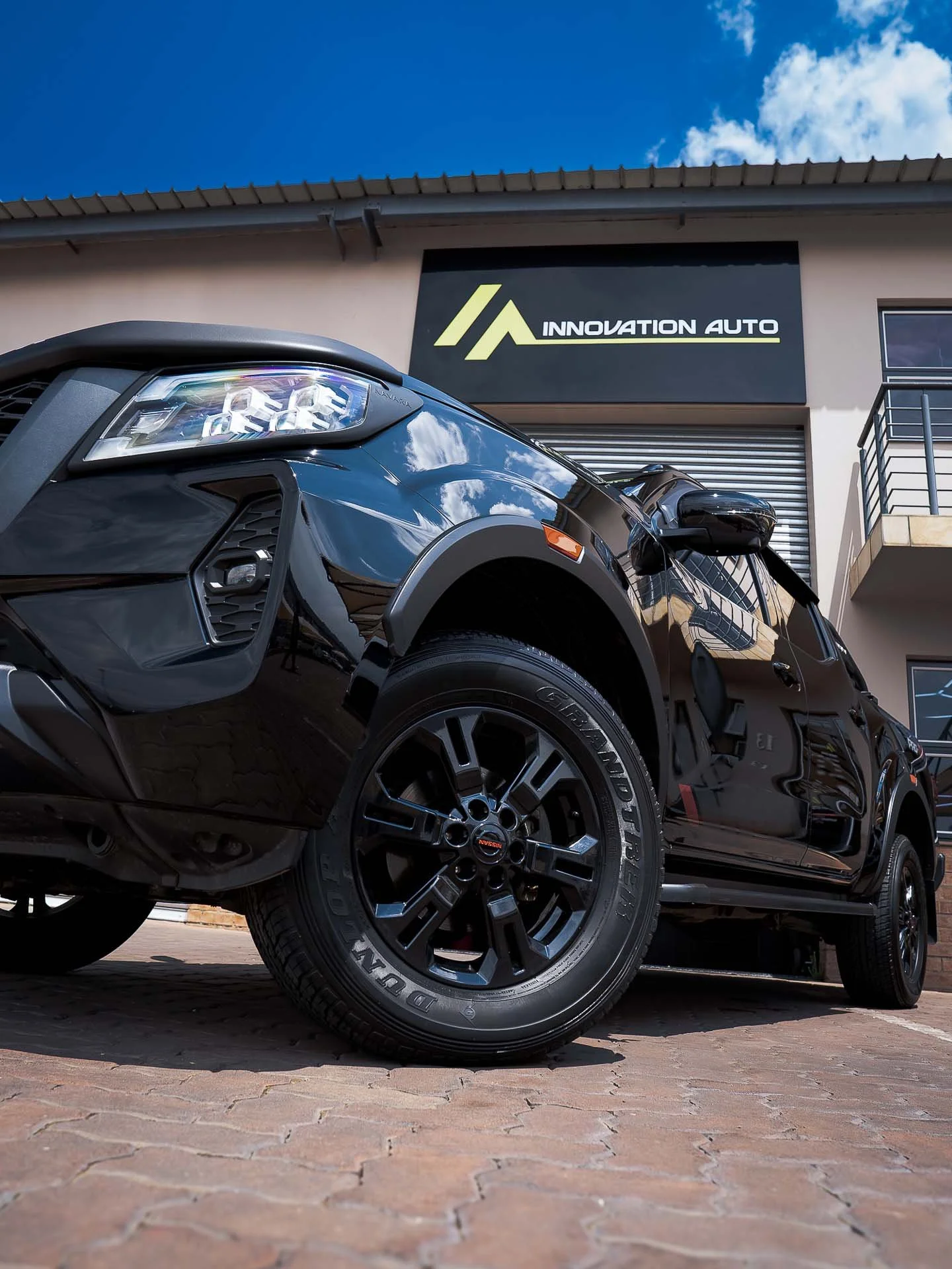 Black Ford Ranger outside the Innovation Auto unit in Kyalami