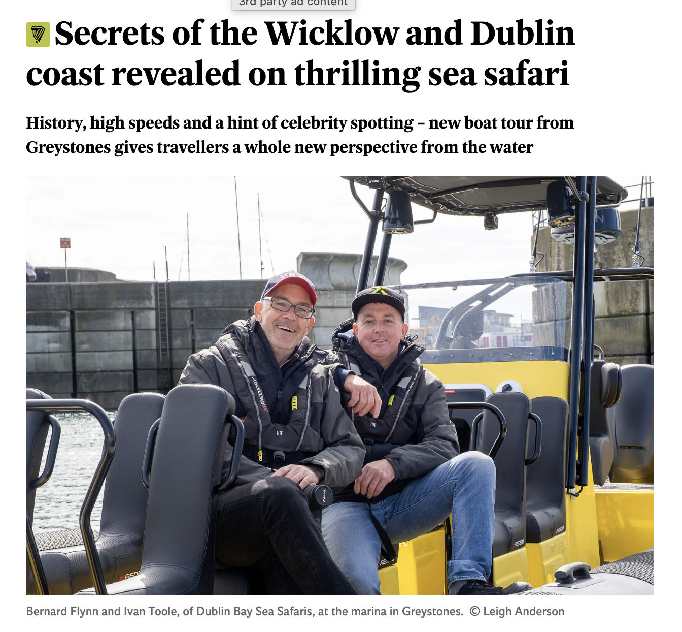 The Secrets of the Dublin and Wicklow Coast – As Featured in the Irish Independent