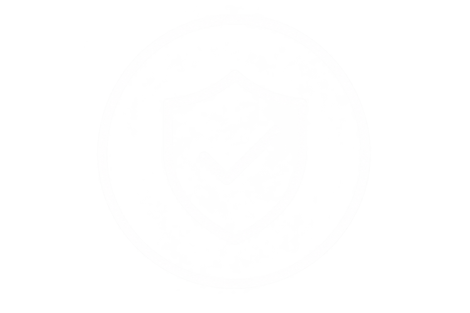 A glowing white shield emblem with a check mark inside, symbolizing security or protection, on a dark background.