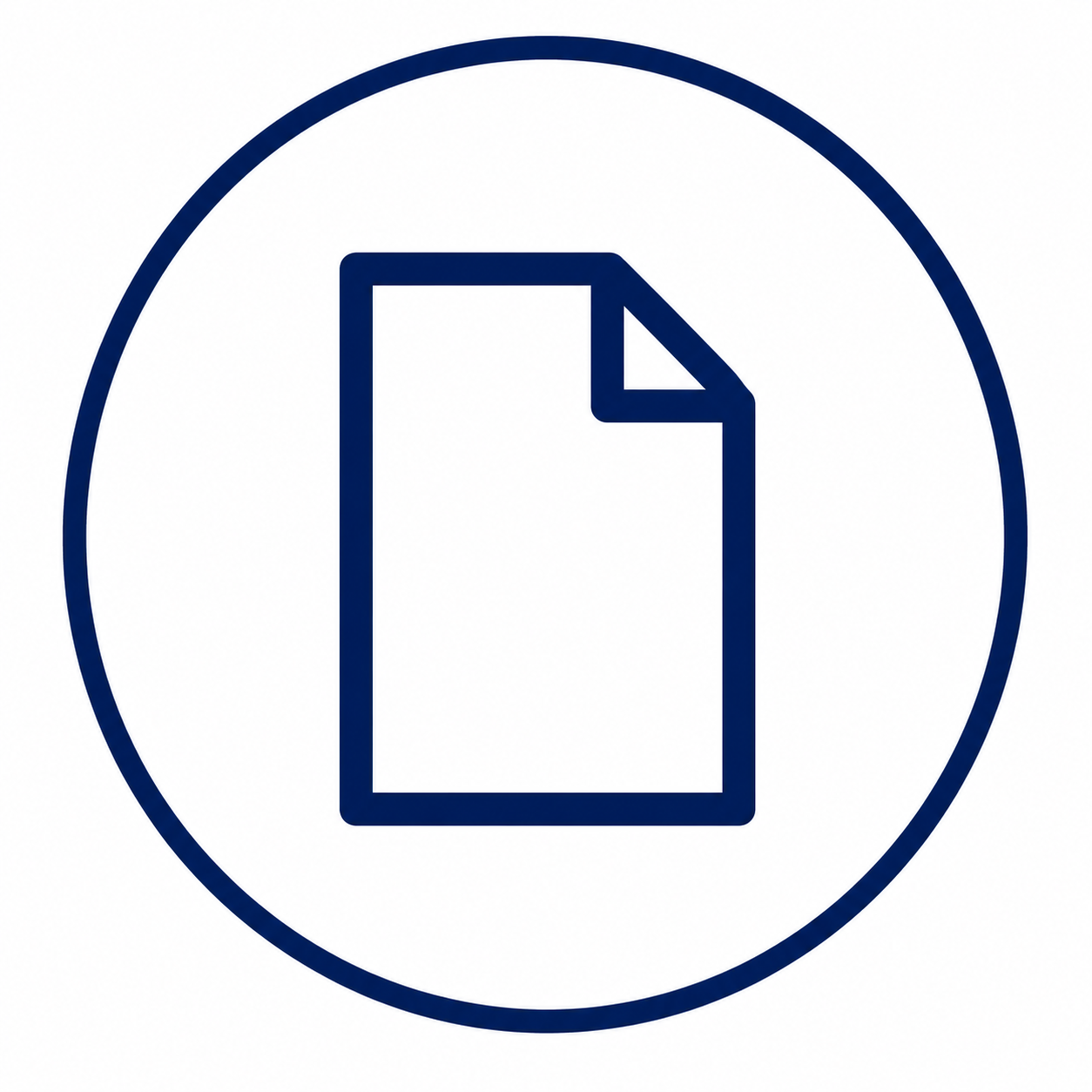 Icon of a document or sheet of paper inside a circle, with a folded corner.