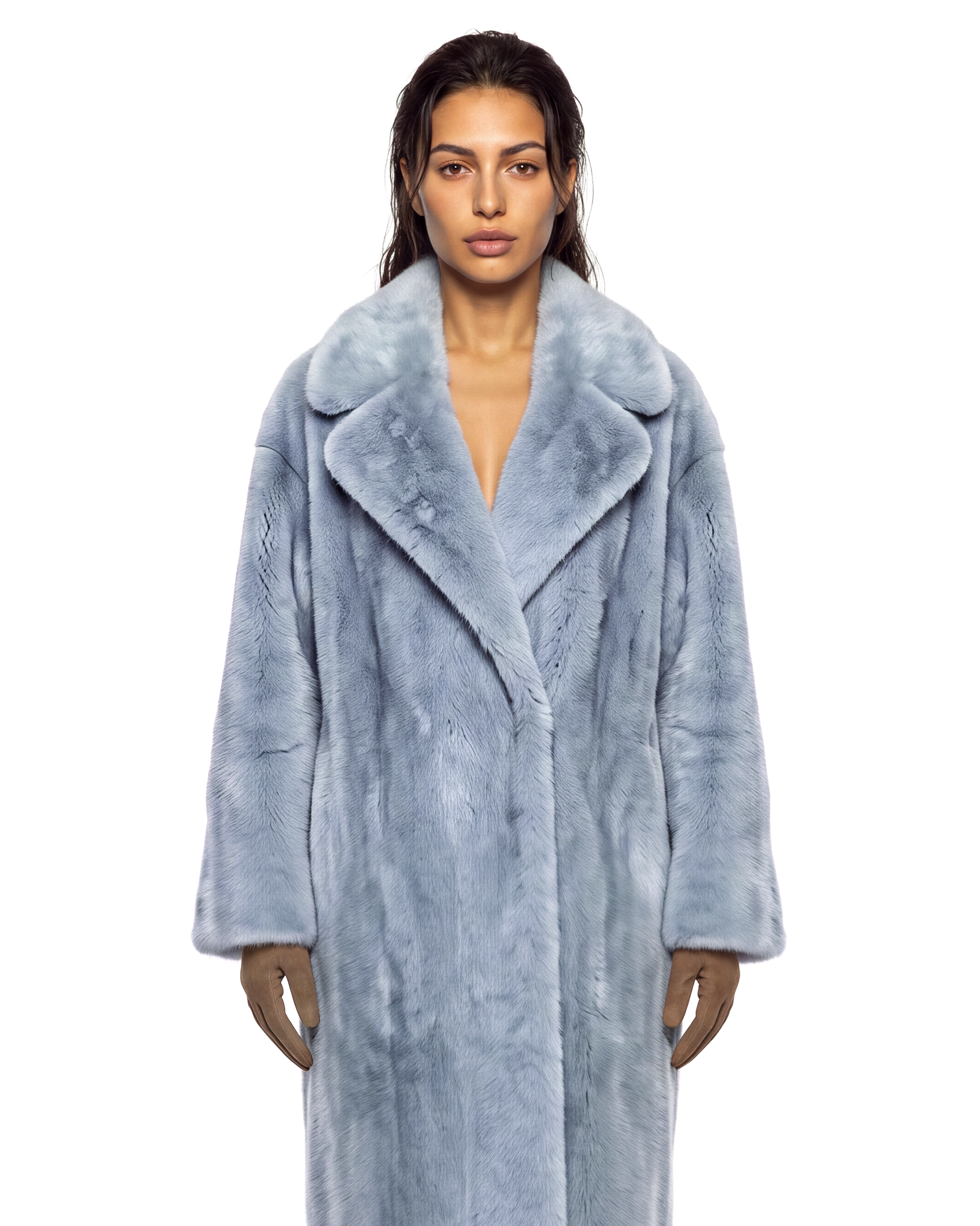 Blue Lamb Fur Coat