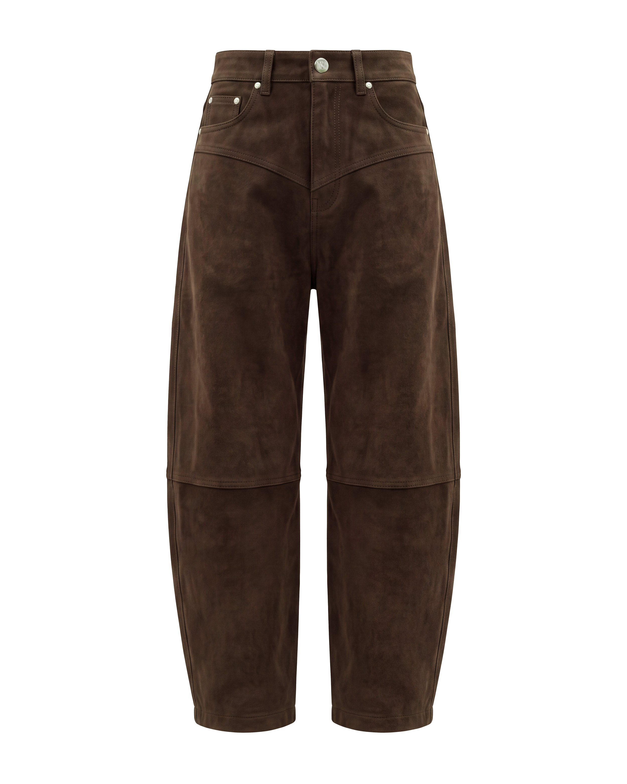 Dark Brown Suede Barrel Pants