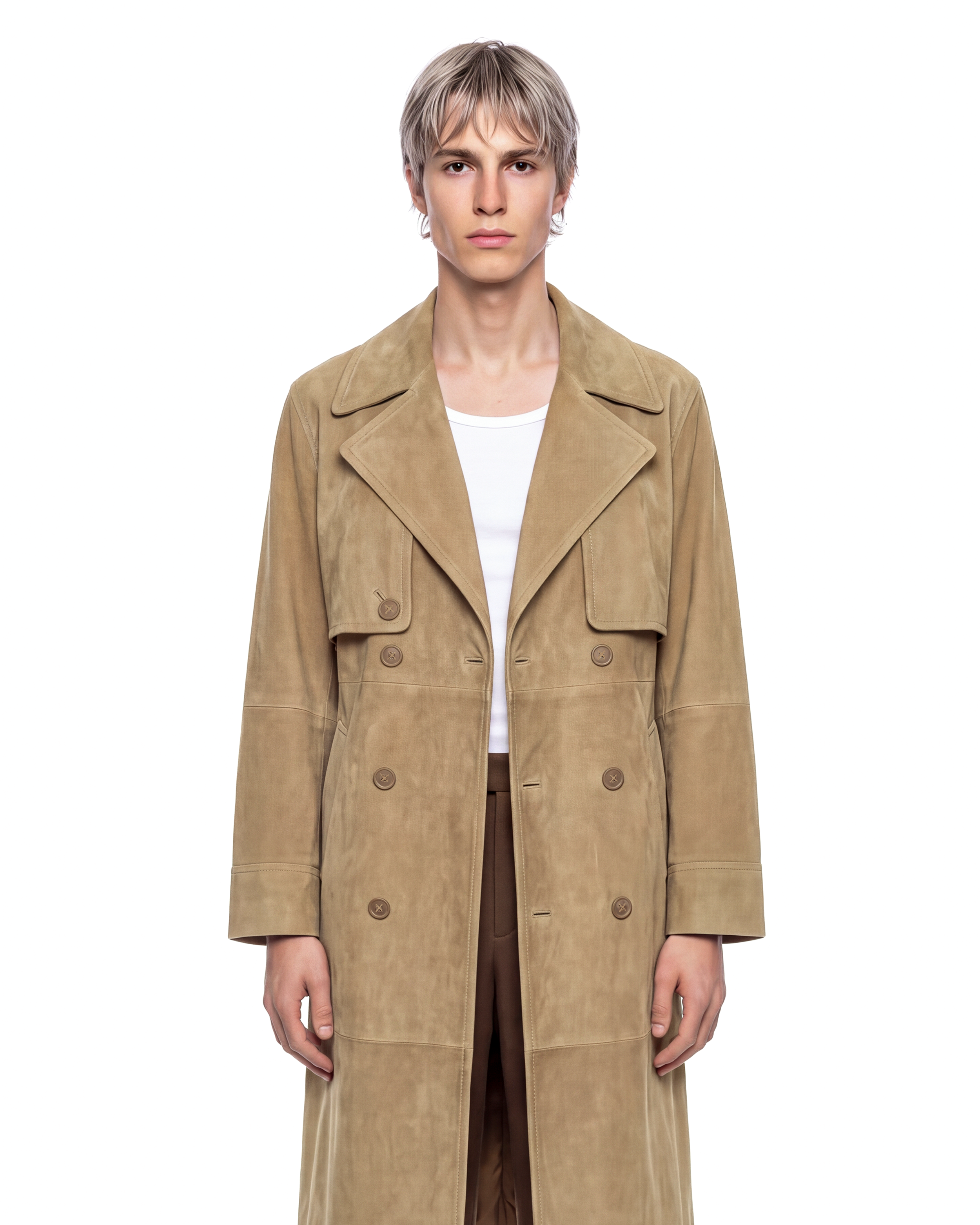 Sand Suede Trench Coat