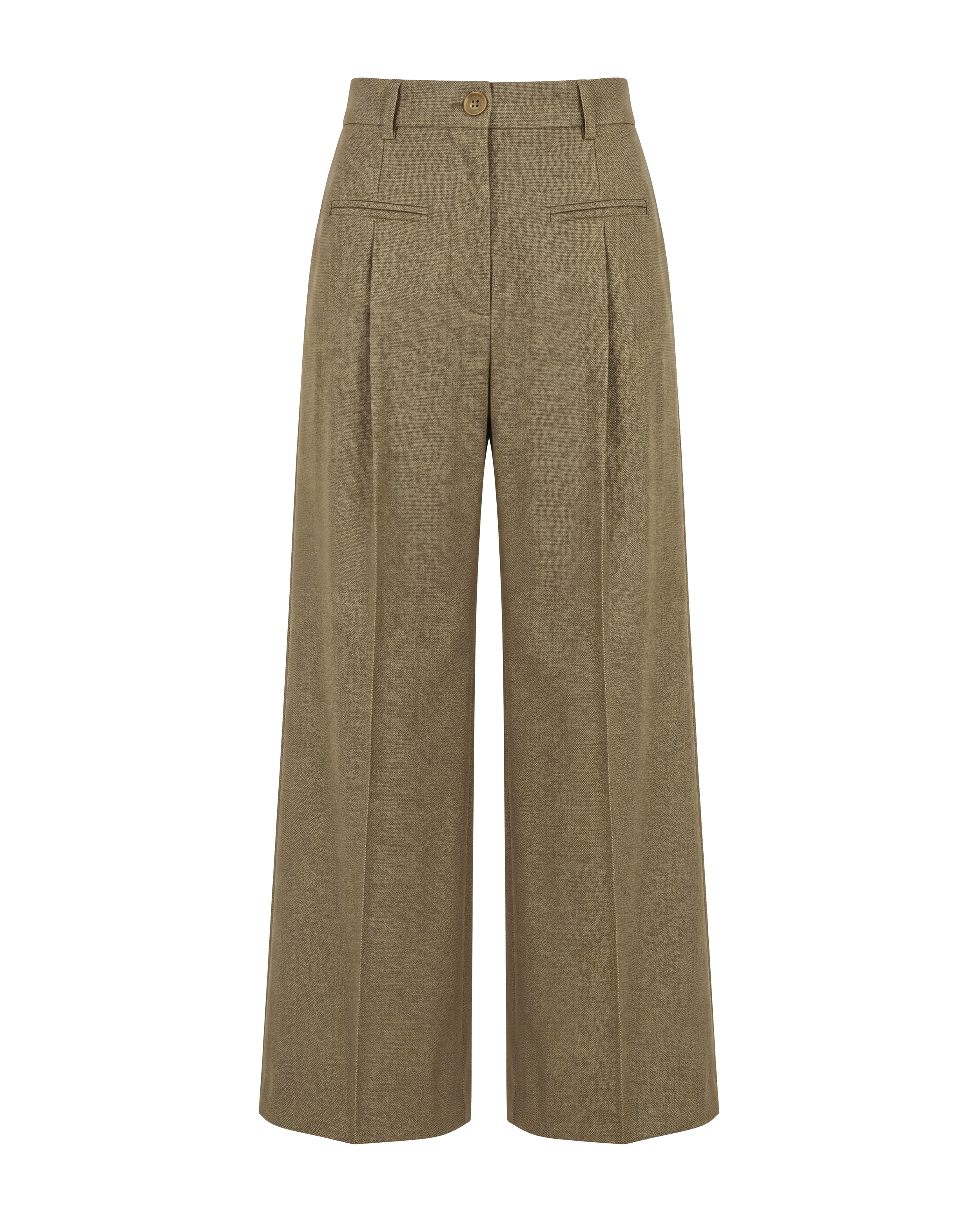 Khaki Wide Leg Trousers