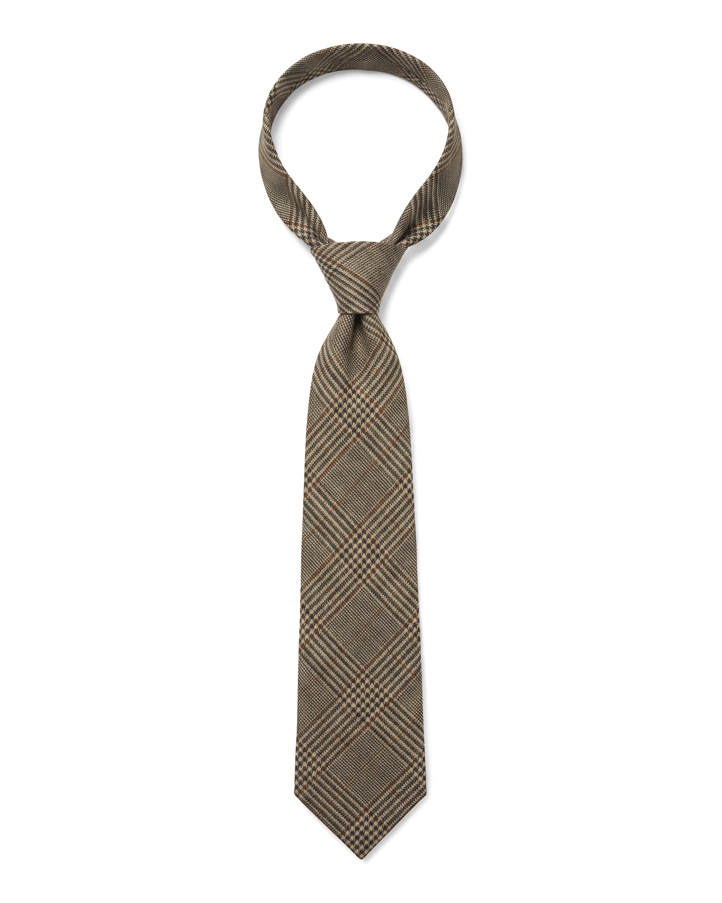 Taupe Glen Check Tie