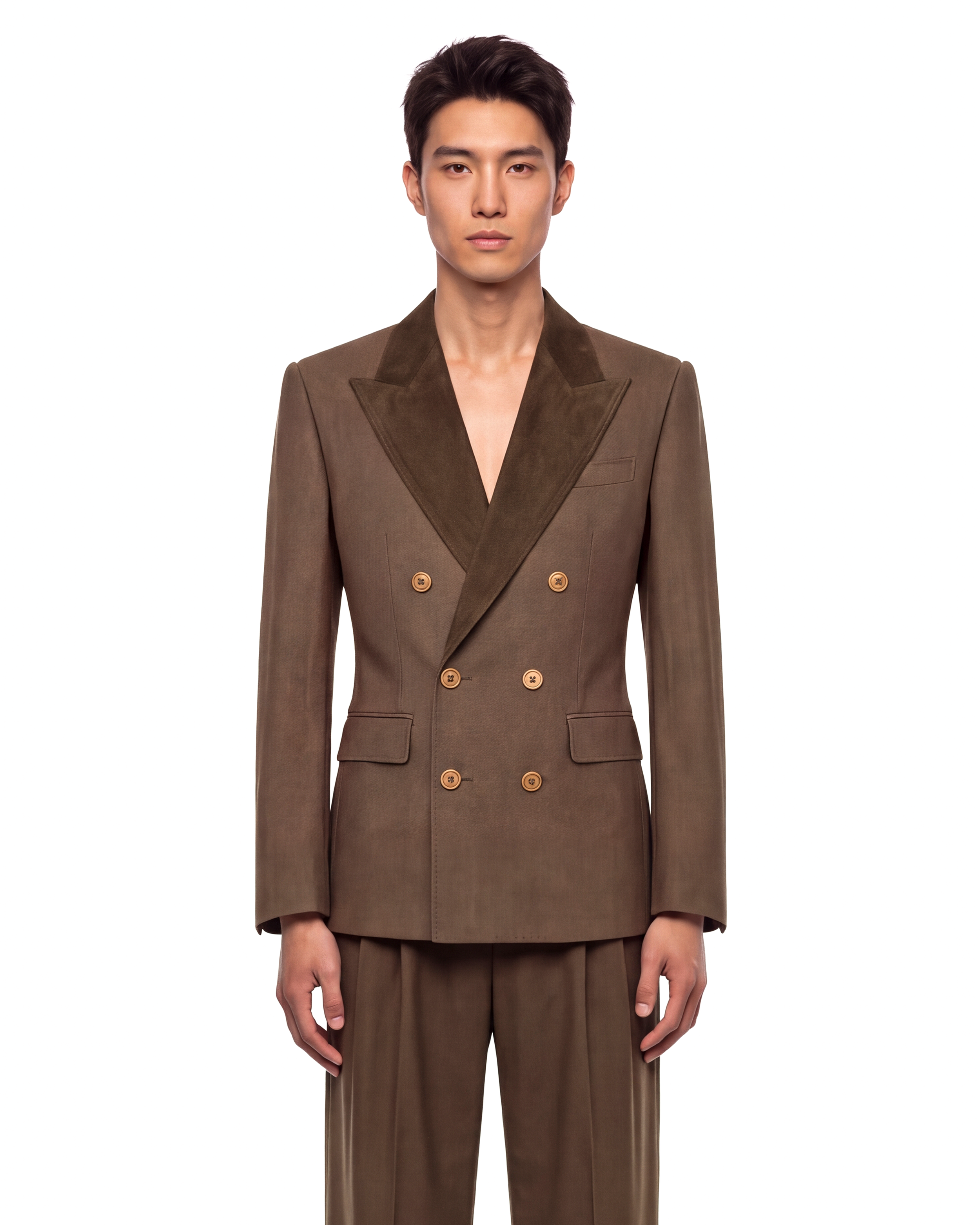 Brown Suede Lapel Blazer