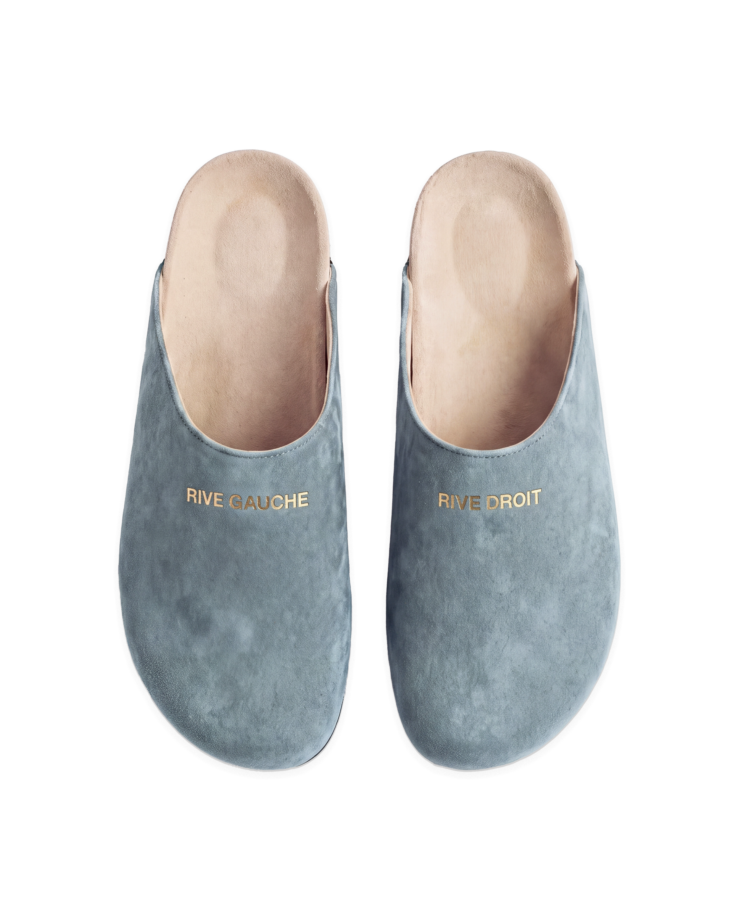 Suede Clog Mules In Blueberry Milk